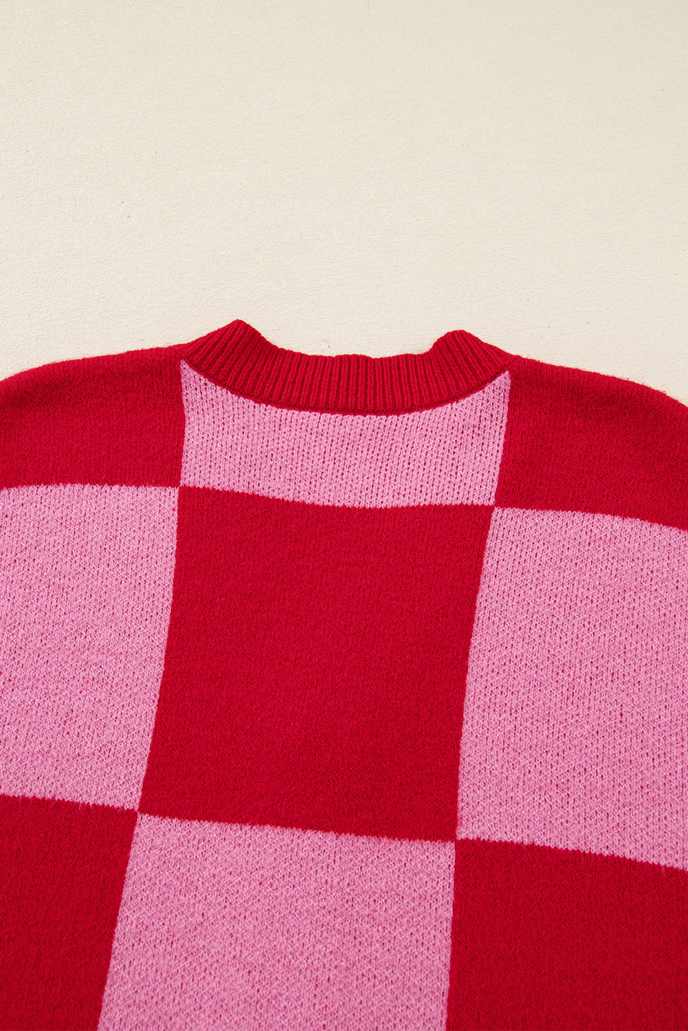 Fiery Red Mixed Plaid Relaxed Sweater Cardigan-Sweaters & Cardigans/Cardigans-[Adult]-[Female]-2022 Online Blue Zone Planet