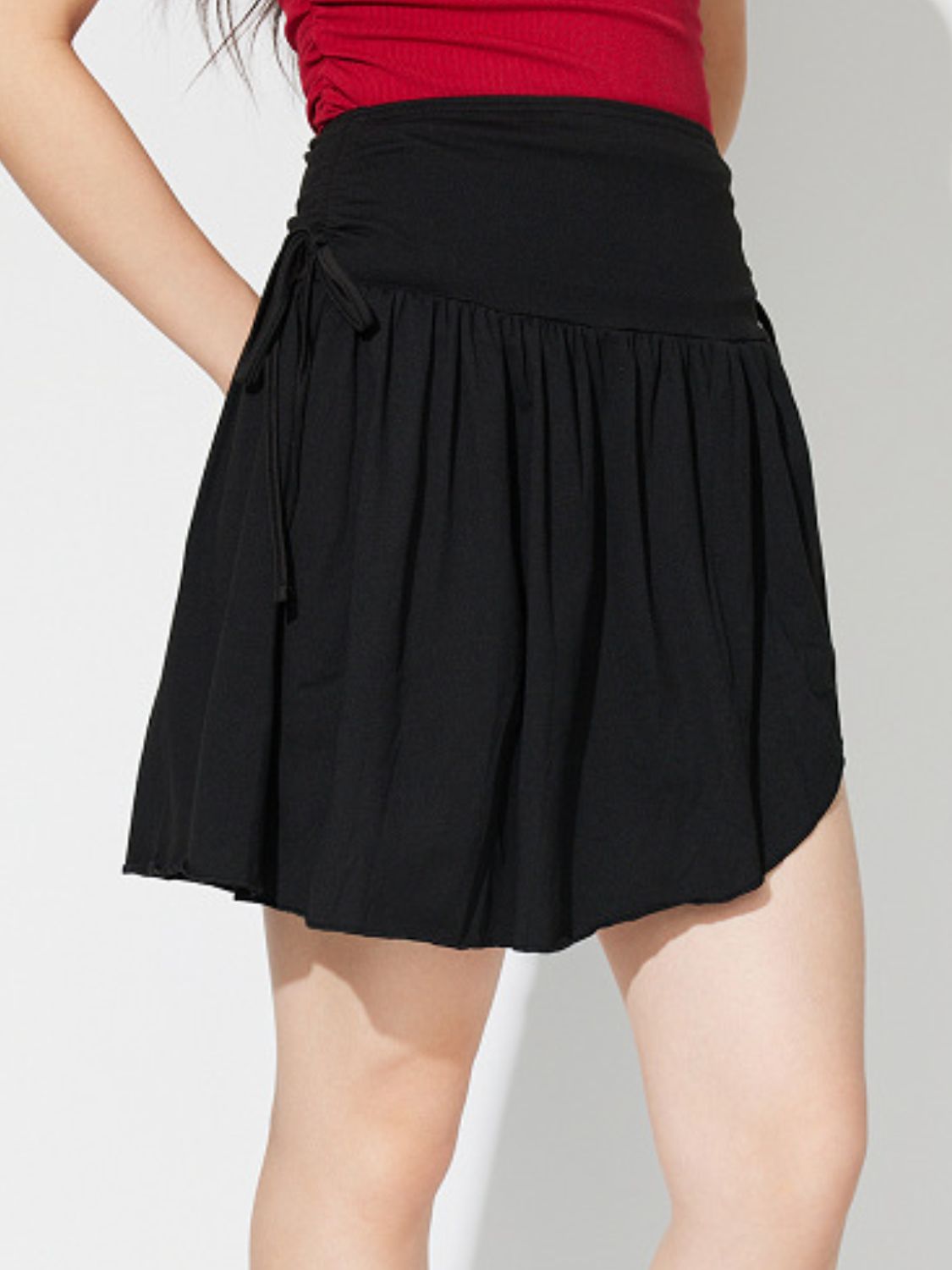 Side Tie Asymmetric Hem Mini Skirt-BOTTOMS SIZES SMALL MEDIUM LARGE-[Adult]-[Female]-2022 Online Blue Zone Planet