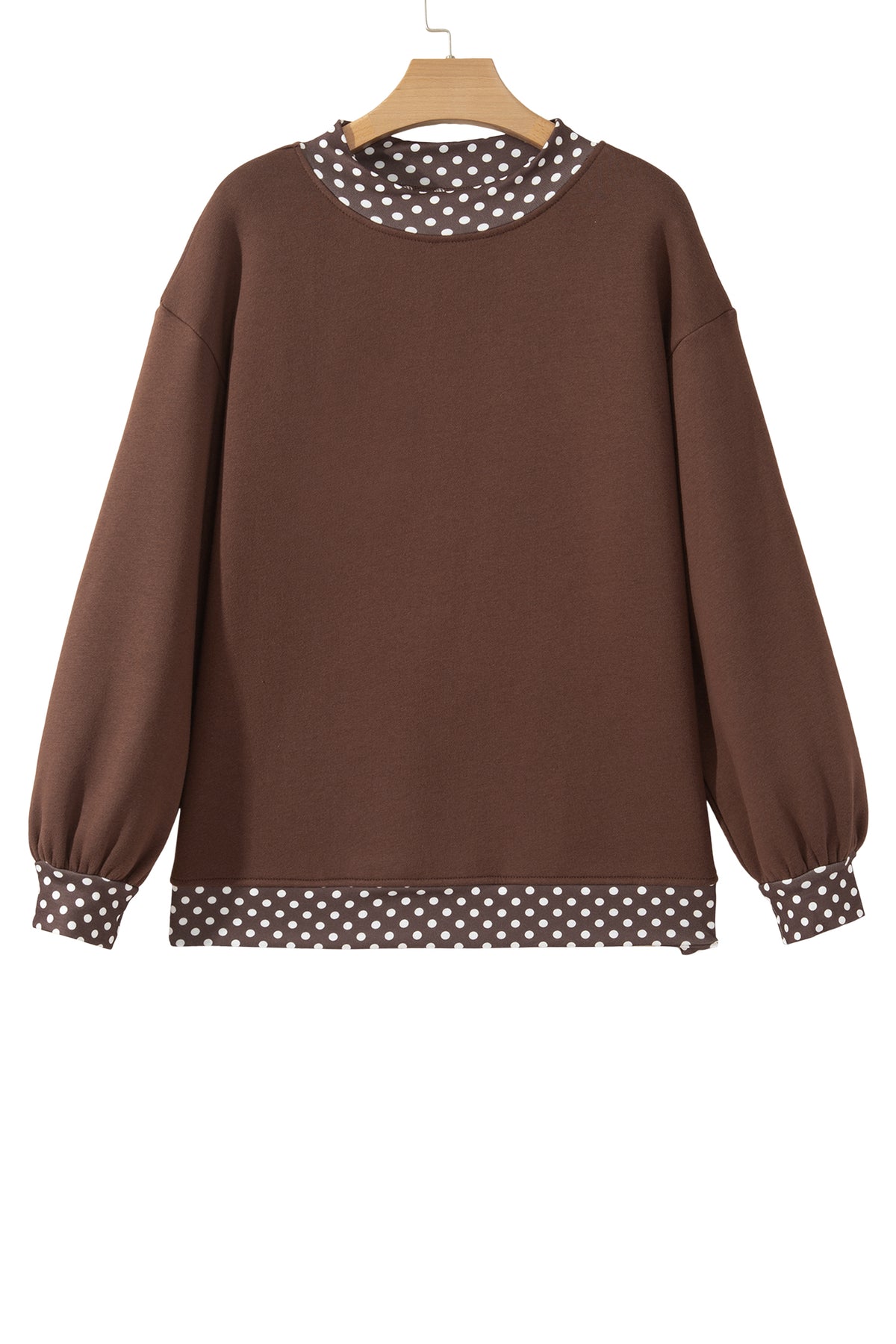 Dirty blue Colorblock Polka Dot Contrast Trim Oversized Sweatshirt-Tops/Sweatshirts & Hoodies-[Adult]-[Female]-2022 Online Blue Zone Planet