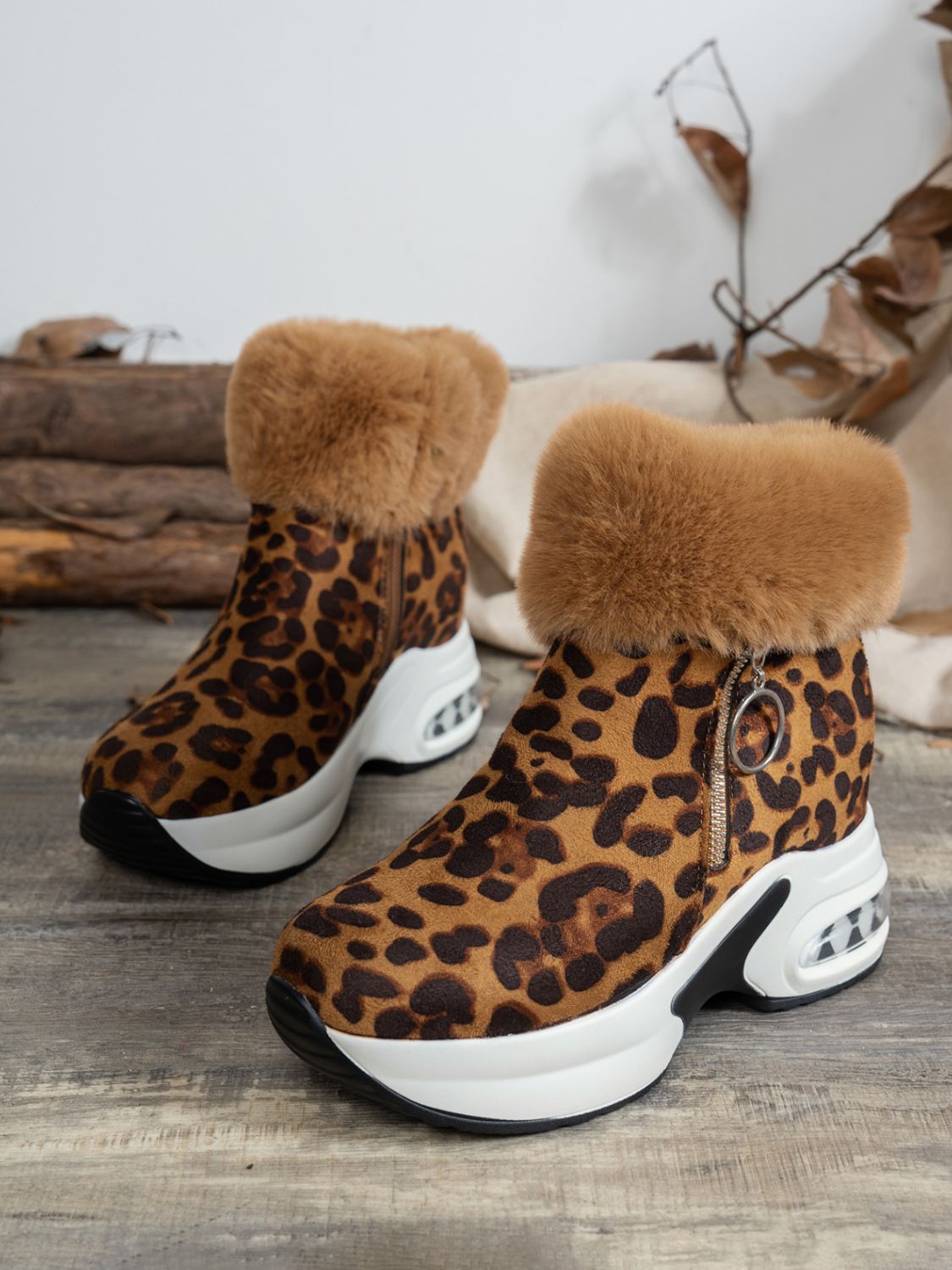 Blue Zone Planet | Side Zipper Leopard Platform Boots-BOOTS-[Adult]-[Female]-2022 Online Blue Zone Planet