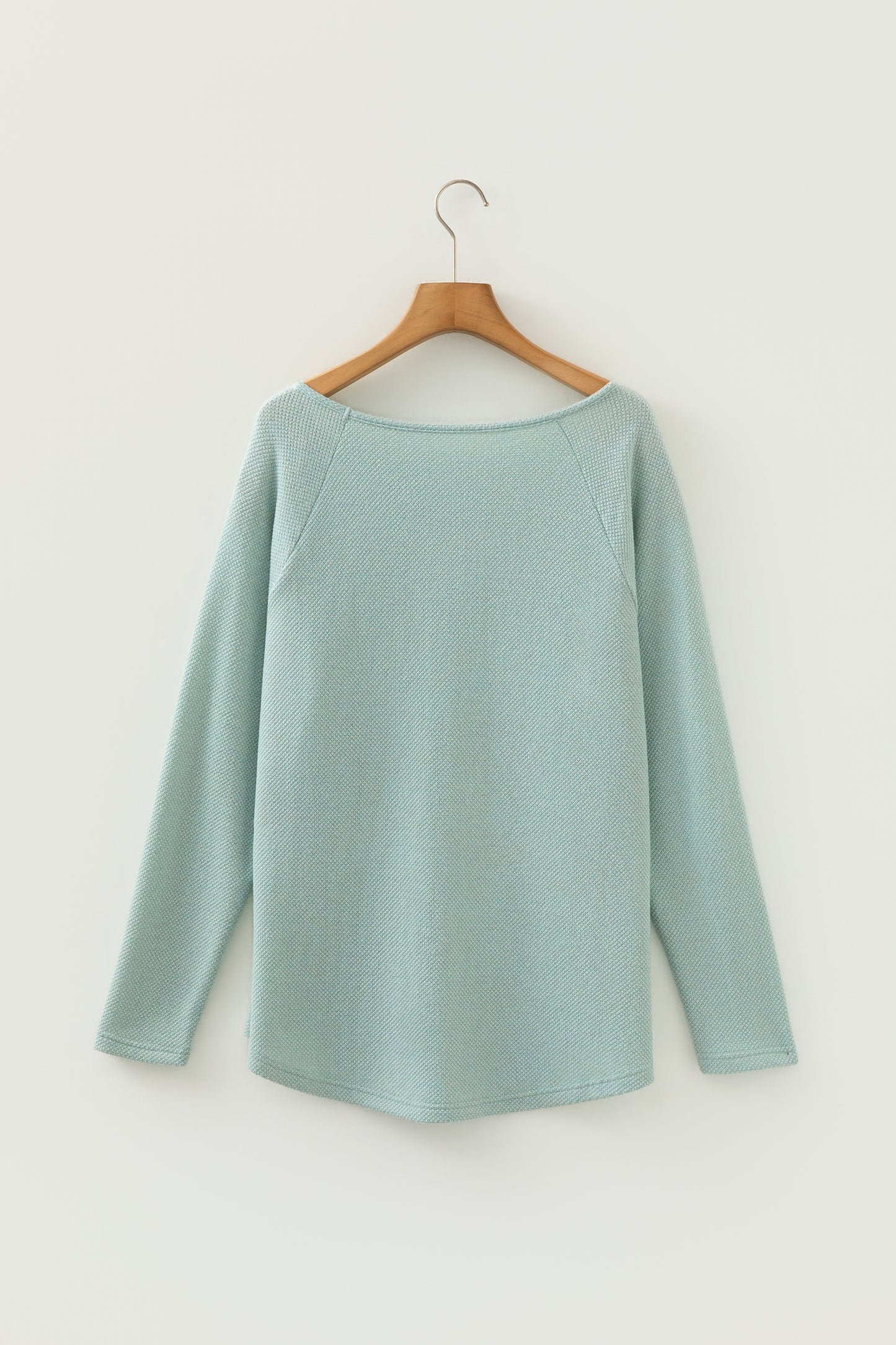Moonlight Jade Textured Raglan Sleeve Knit Loose Top-Tops/Long Sleeve Tops-[Adult]-[Female]-2022 Online Blue Zone Planet
