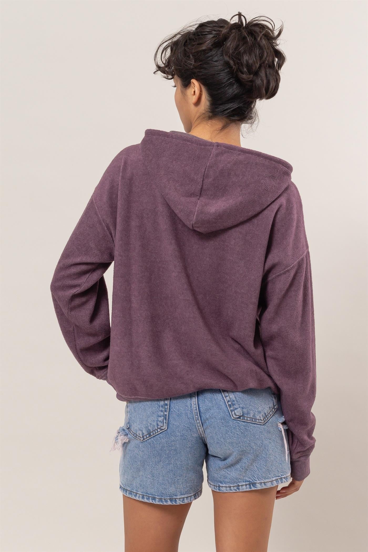 HYFVE Brushed Long Sleeve Hoodie with Kangaroo Pocket-TOPS / DRESSES-[Adult]-[Female]-2022 Online Blue Zone Planet