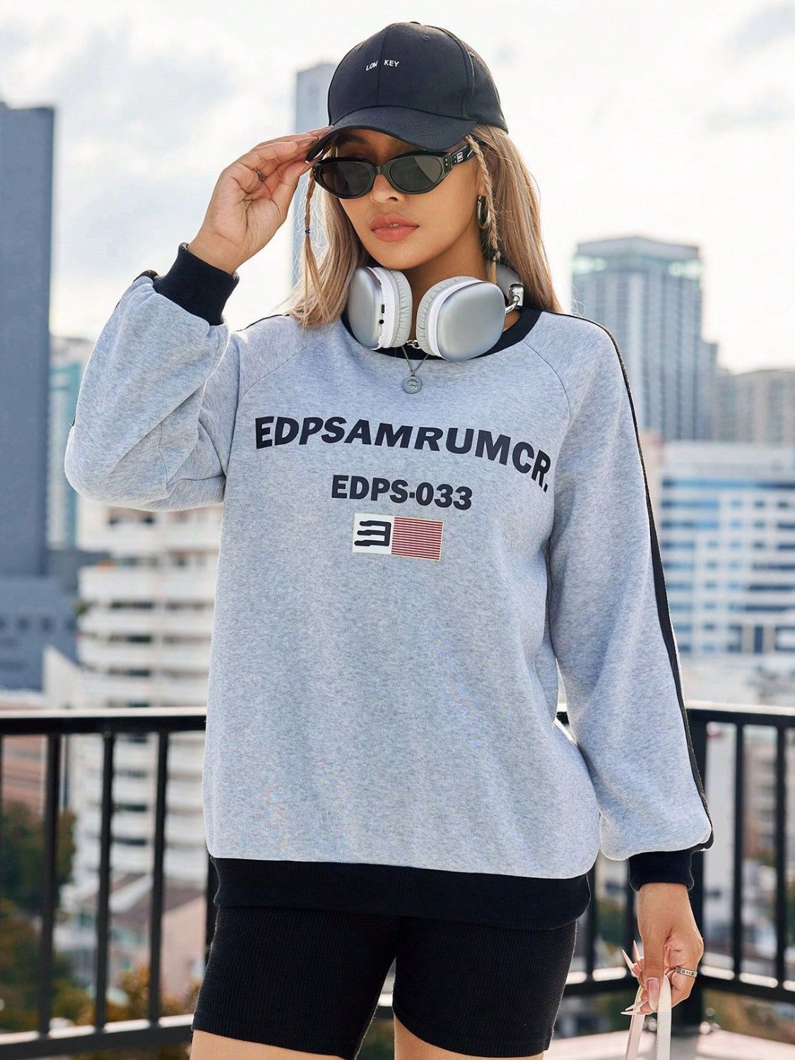 Letter Round Neck Long Sleeve Sweatshirt-TOPS / DRESSES-[Adult]-[Female]-2022 Online Blue Zone Planet