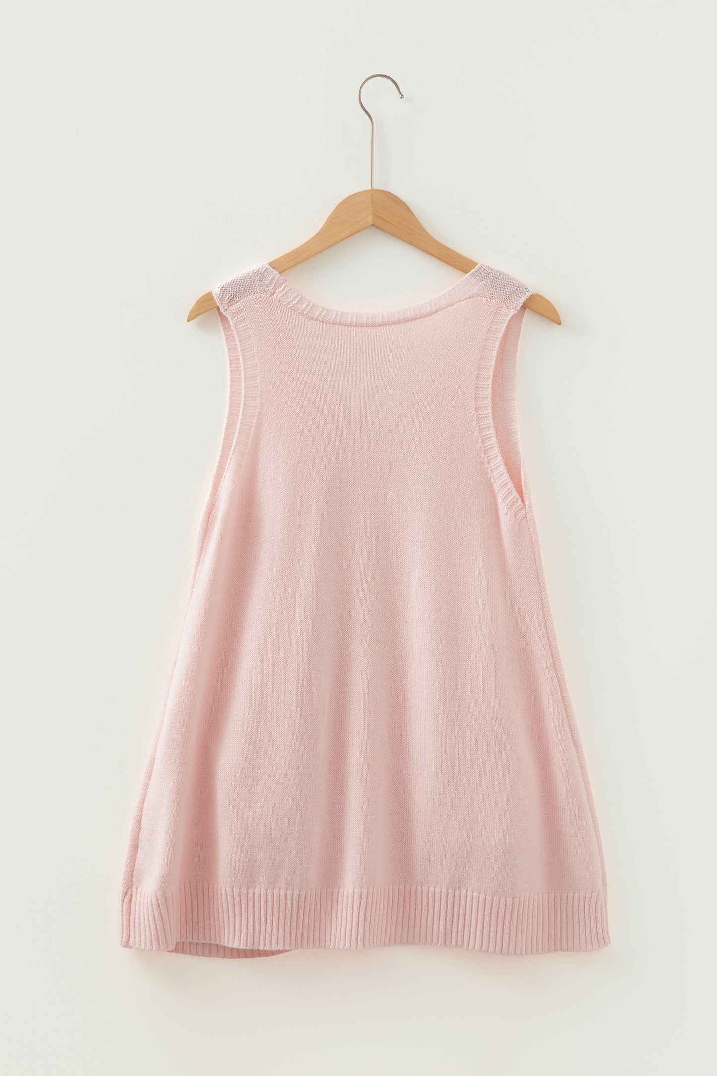 Delicacy Ribbed Deep V Neckline Front Pocketed Loose Tunic Sweater Vest