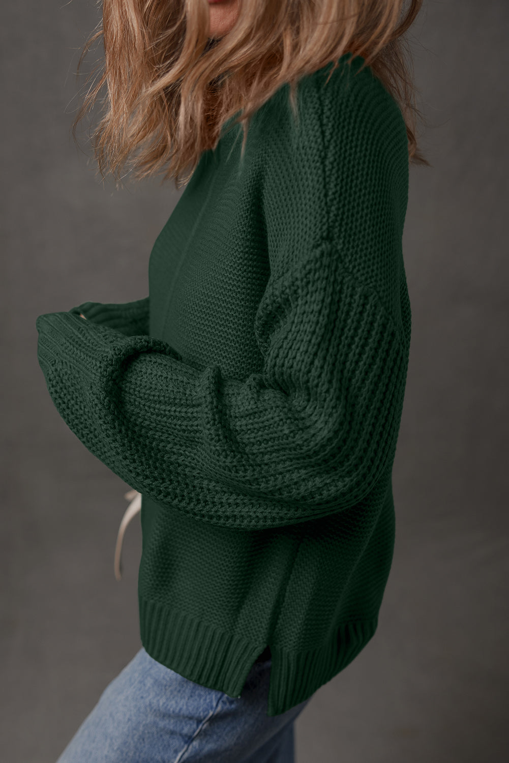 Mist Green Solid Color Front Seam Drop Shoulder Loose Sweater-TOPS / DRESSES-[Adult]-[Female]-2022 Online Blue Zone Planet