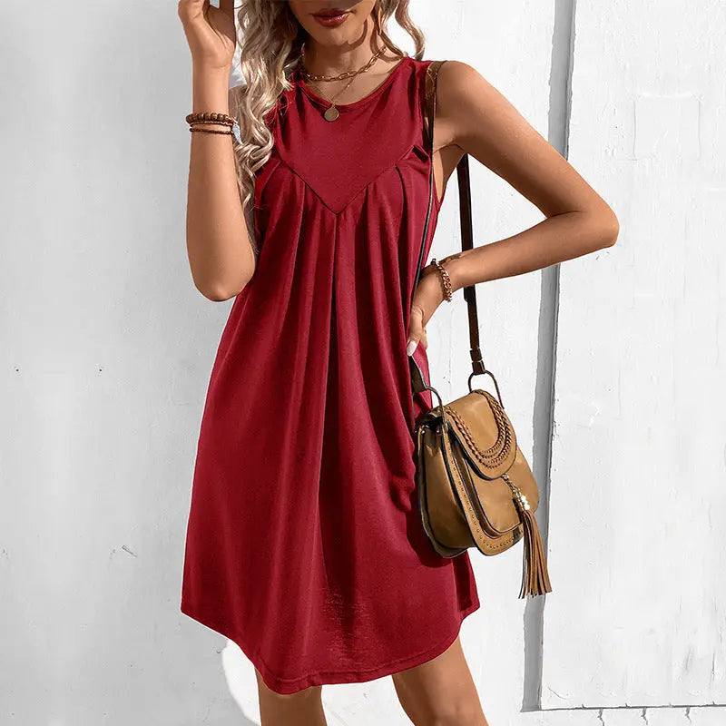 fashion dress solid color sundress kakaclo