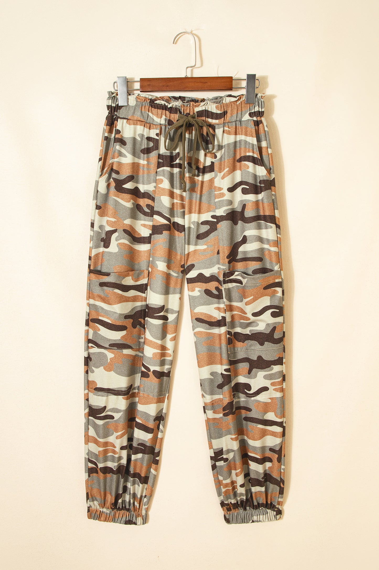 Green Camouflage Printed Drawstring Elastic Waist Jogger Pants-Bottoms/Pants & Culotte-[Adult]-[Female]-2022 Online Blue Zone Planet