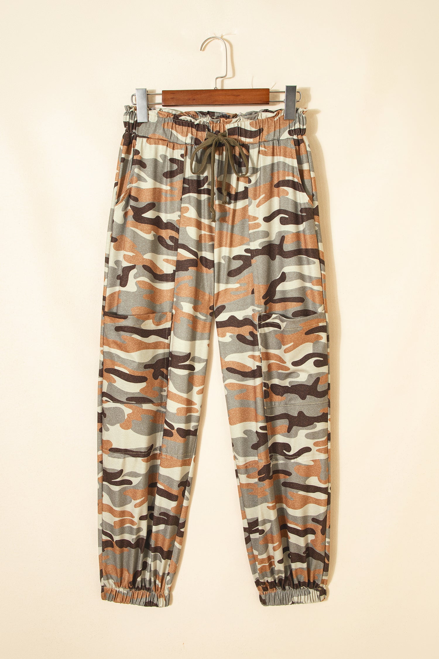 Green Camouflage Printed Drawstring Elastic Waist Jogger Pants-Bottoms/Pants & Culotte-[Adult]-[Female]-2022 Online Blue Zone Planet