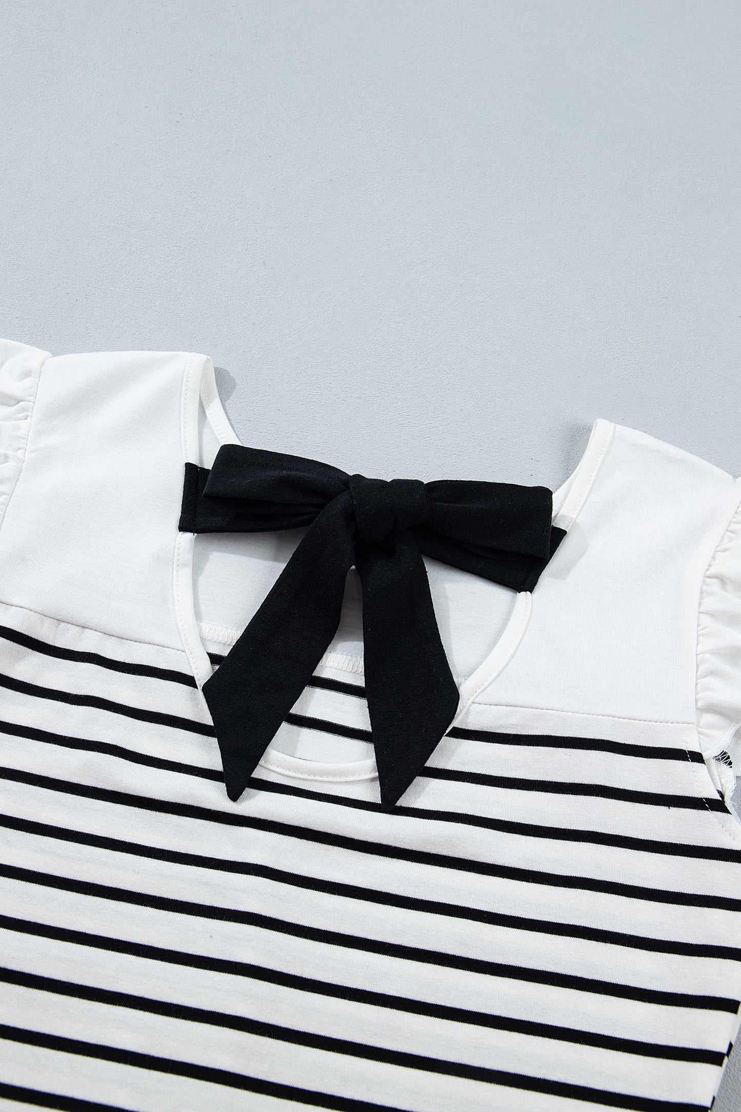 White Stripe Contrast Knot Back Ruffle Trim Tank Top-Tops/Tank Tops-[Adult]-[Female]-2022 Online Blue Zone Planet
