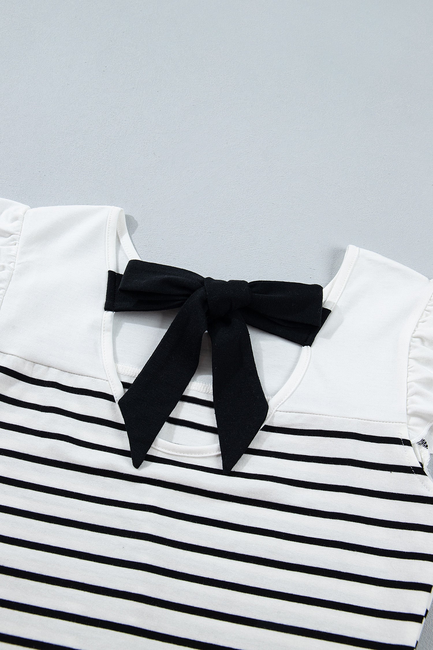 White Stripe Contrast Knot Back Ruffle Trim Tank Top-Tops/Tank Tops-[Adult]-[Female]-2022 Online Blue Zone Planet