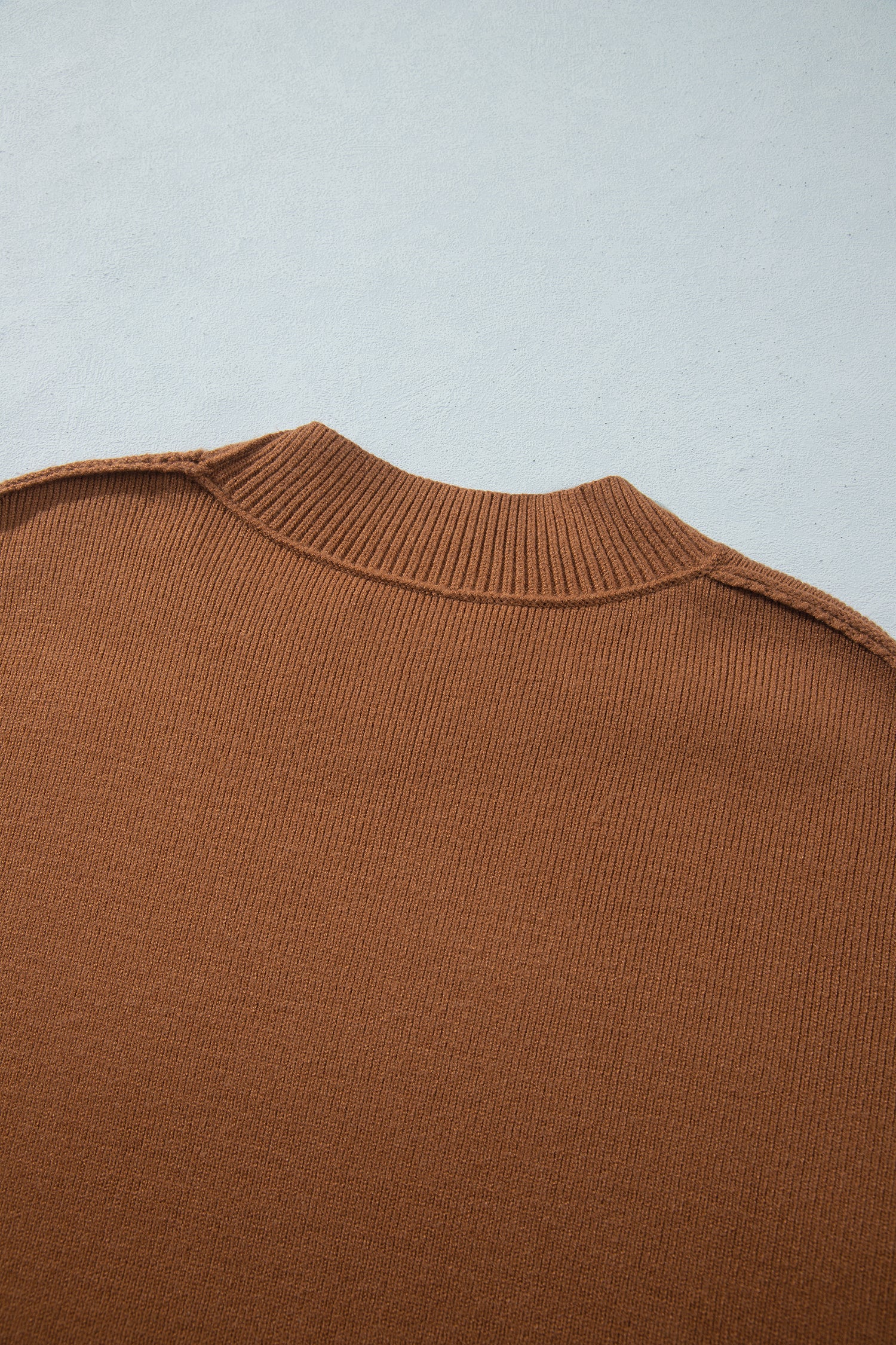 Chestnut Oversized Ribbed Knit Long Sleeve Tunic Plus Size Sweater-TOPS / DRESSES-[Adult]-[Female]-2022 Online Blue Zone Planet