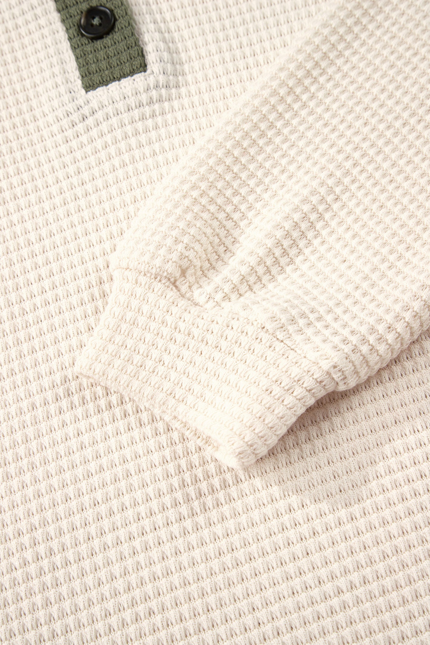 White Waffle Contrast Half Buttoned Hooded Pullover Top-Tops / Dresses-[Adult]-[Female]-2022 Online Blue Zone Planet