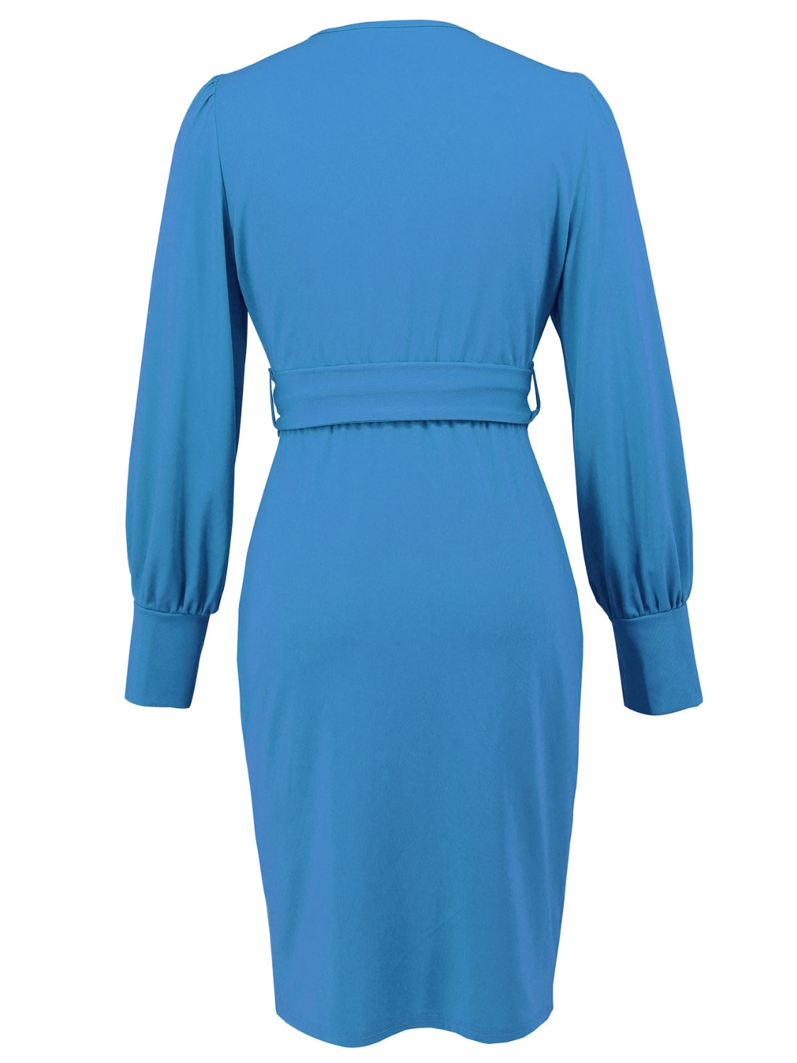 Slit V-Neck Long Sleeve Knee Length Dress-TOPS / DRESSES-[Adult]-[Female]-2022 Online Blue Zone Planet