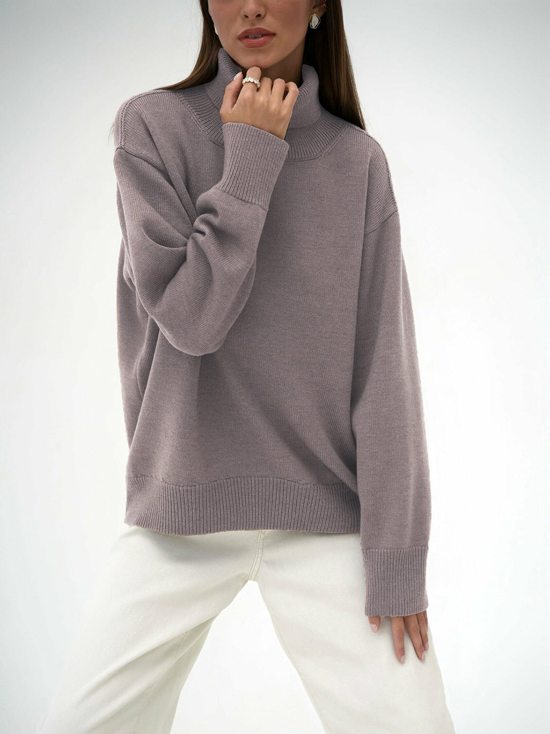 Turtleneck Long Sleeve Sweater-TOPS / DRESSES-[Adult]-[Female]-2022 Online Blue Zone Planet