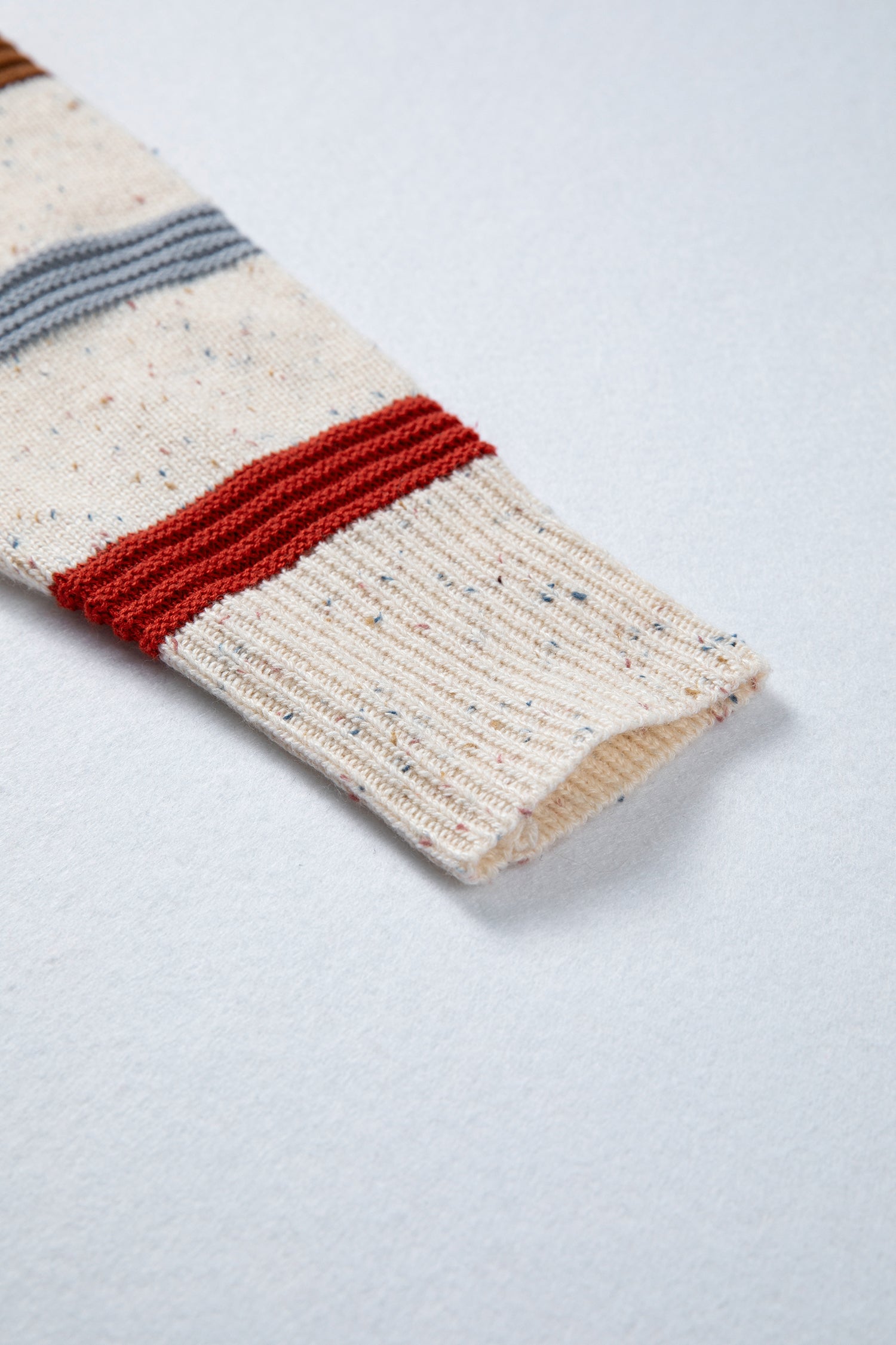 Beige Stripe Exposed Seam Drop Shoulder Heathered Knit Sweater-TOPS / DRESSES-[Adult]-[Female]-2022 Online Blue Zone Planet