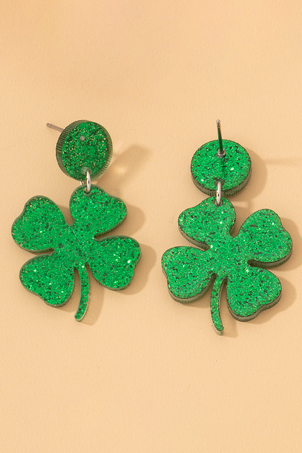 Blackish Green St Patricks Clover Shape Stud Earrings-Earrings-[Adult]-[Female]-Blackish Green-ONE SIZE-2022 Online Blue Zone Planet