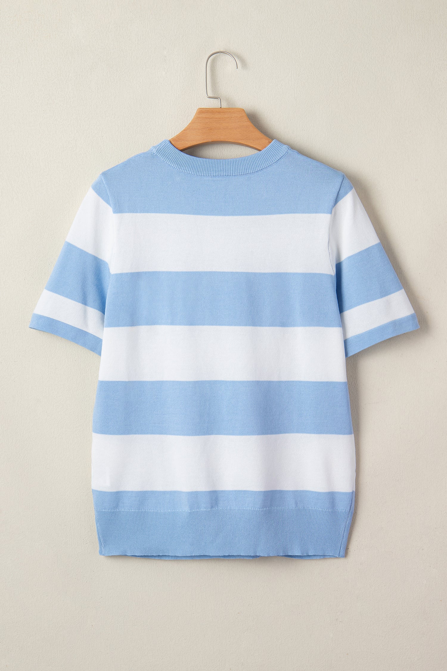Black Stripe Colorblock Striped Knitted T Shirt-TOPS / DRESSES-[Adult]-[Female]-2022 Online Blue Zone Planet