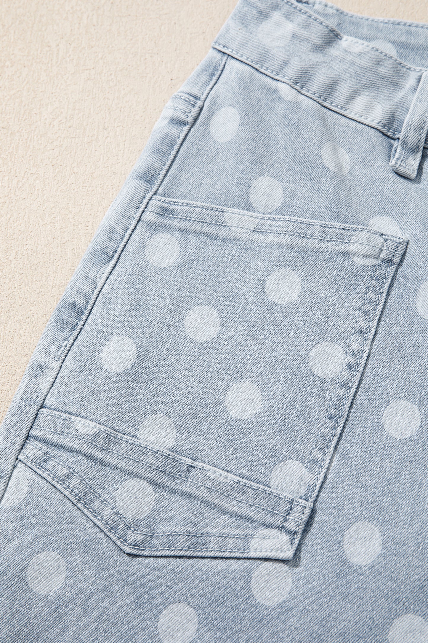Sky Blue Polka Dot Casual Slim Fit Jeans