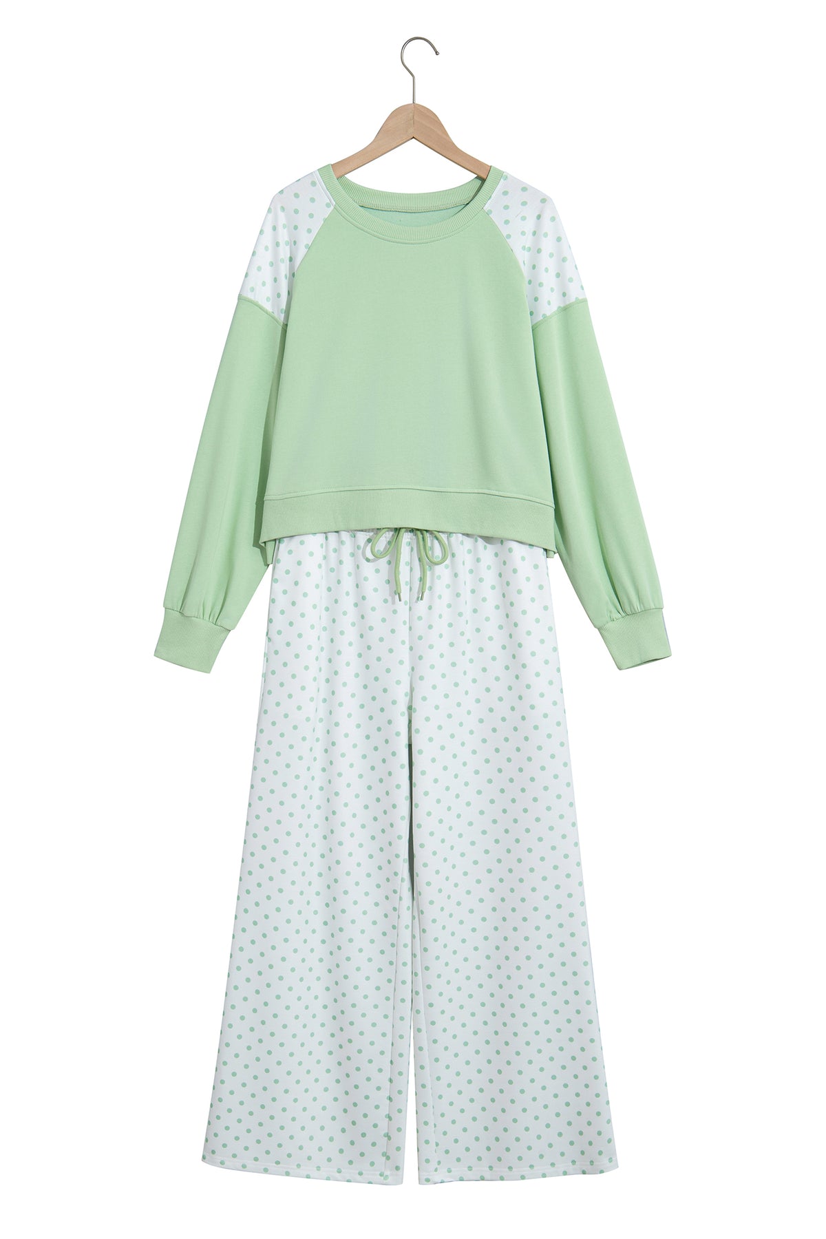 Khaki Polka Dot Patchwork Colorblock Long Sleeve Casual Two Piece Pants Set-Two Piece Sets/Pant Sets-[Adult]-[Female]-2022 Online Blue Zone Planet