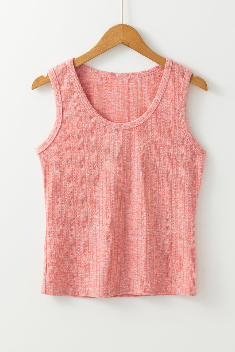 Fushia Solid Color Textured U Neck Slim Tank Top-Tops/Tank Tops-[Adult]-[Female]-2022 Online Blue Zone Planet