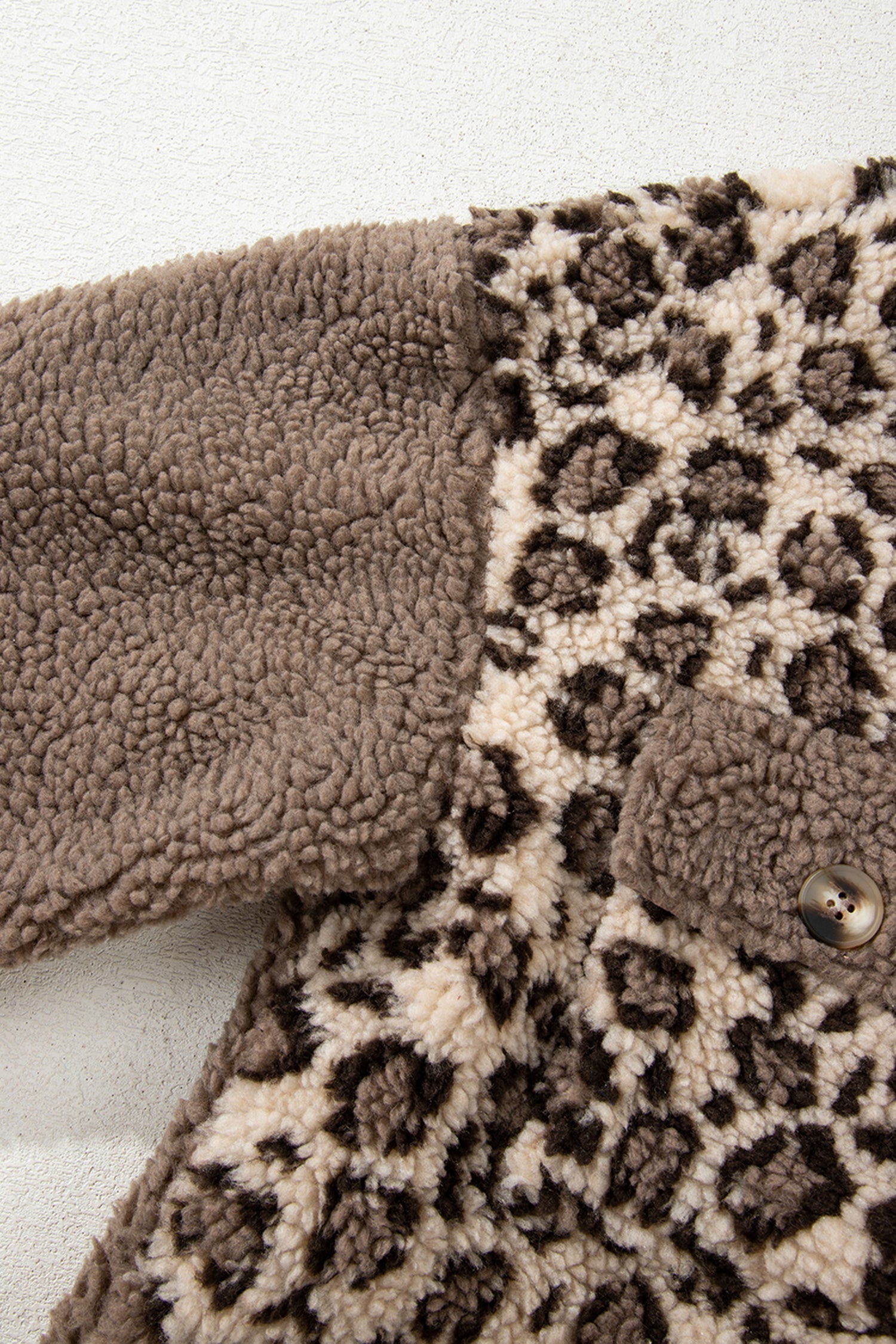 Brown Sherpa Leopard Print Flap Pocket Collared Button Up Jacket-Outerwear/Jackets-[Adult]-[Female]-2022 Online Blue Zone Planet