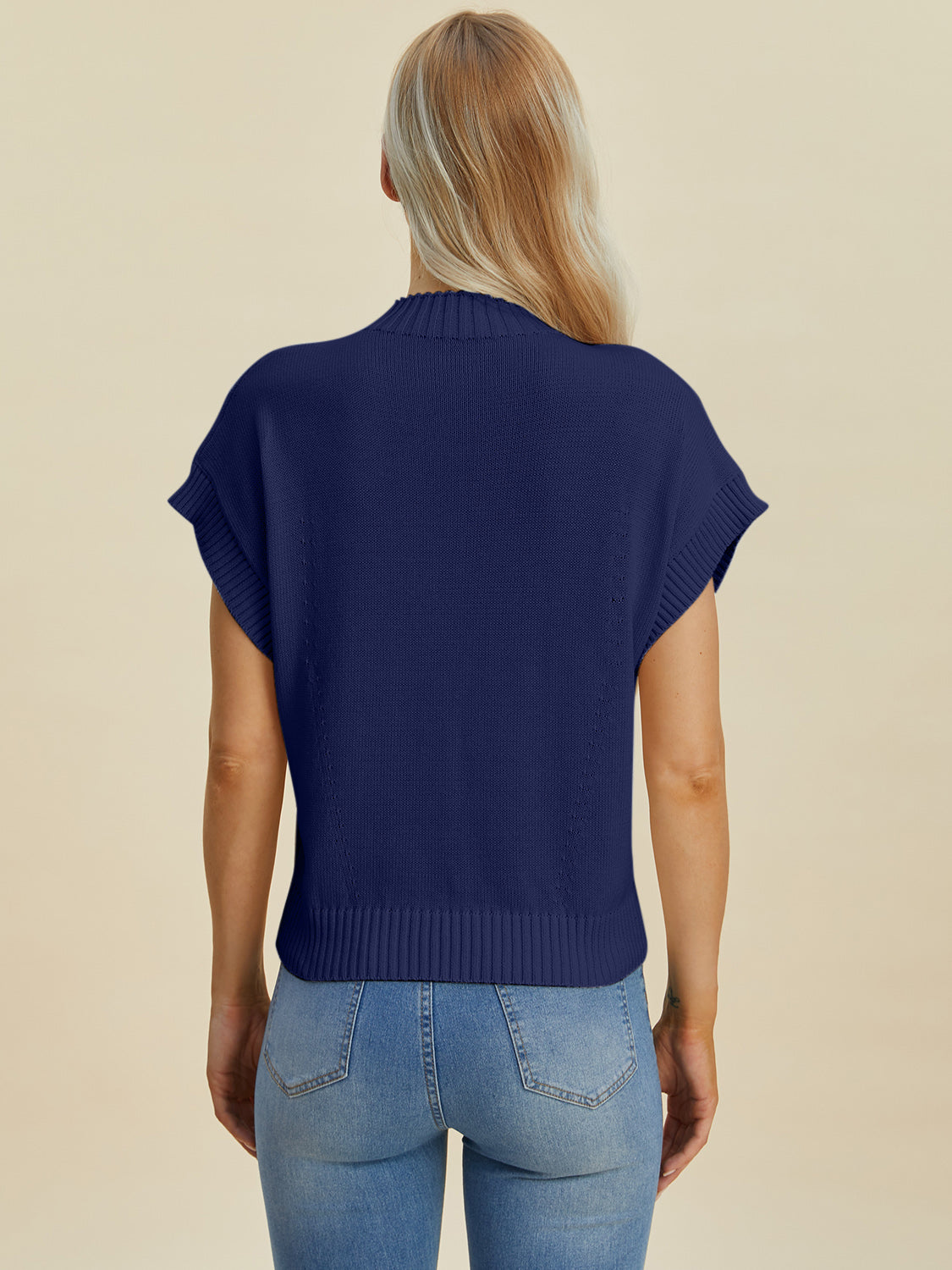 Double Take Full Size Mock Neck Short Sleeve Sweater-TOPS / DRESSES-[Adult]-[Female]-2022 Online Blue Zone Planet