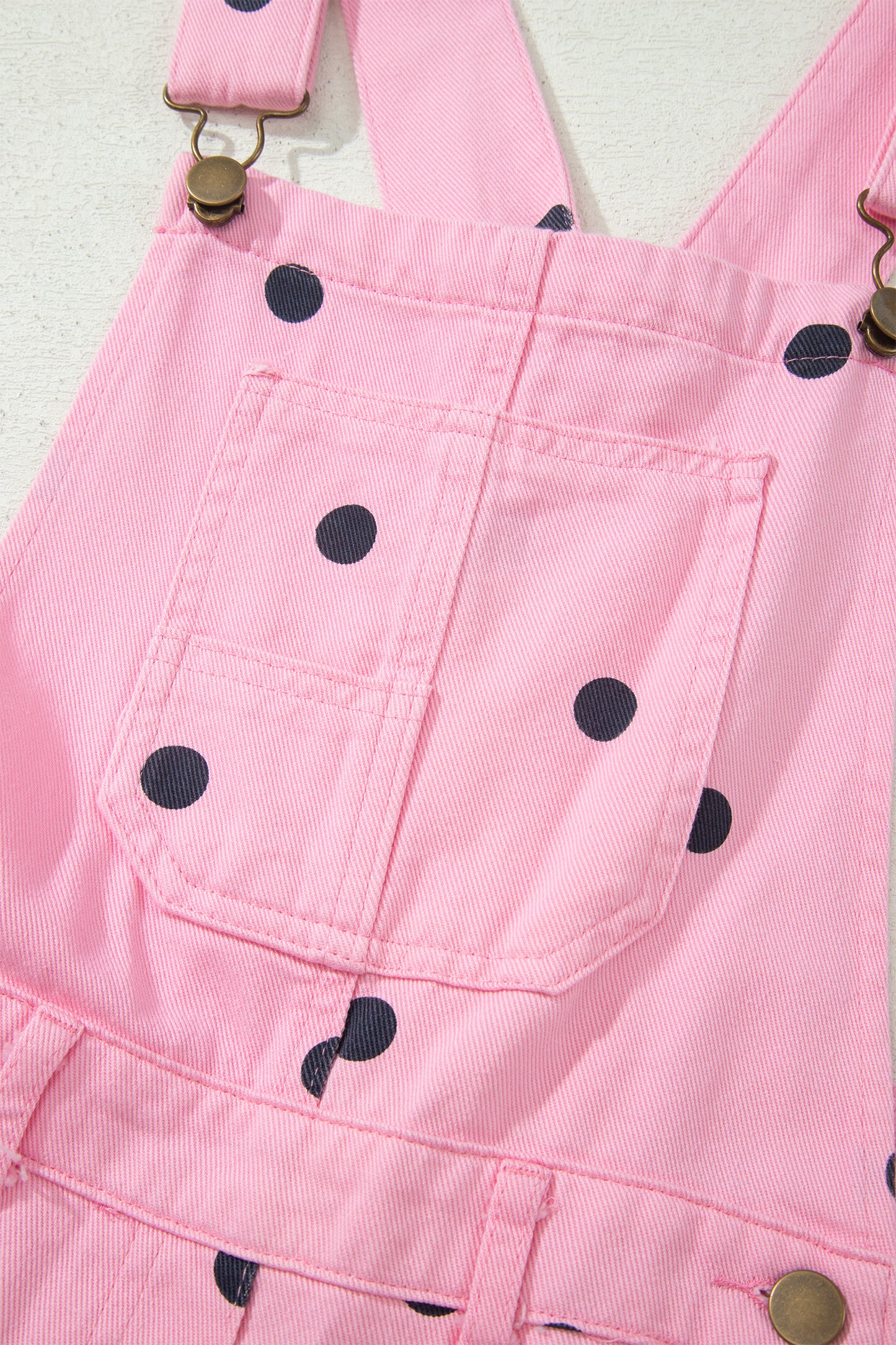 Jet Stream Polka Dot Print Bib Pocket Denim Barrel Overalls Jumpsuit-Bottoms/Jumpsuits & Rompers-[Adult]-[Female]-2022 Online Blue Zone Planet