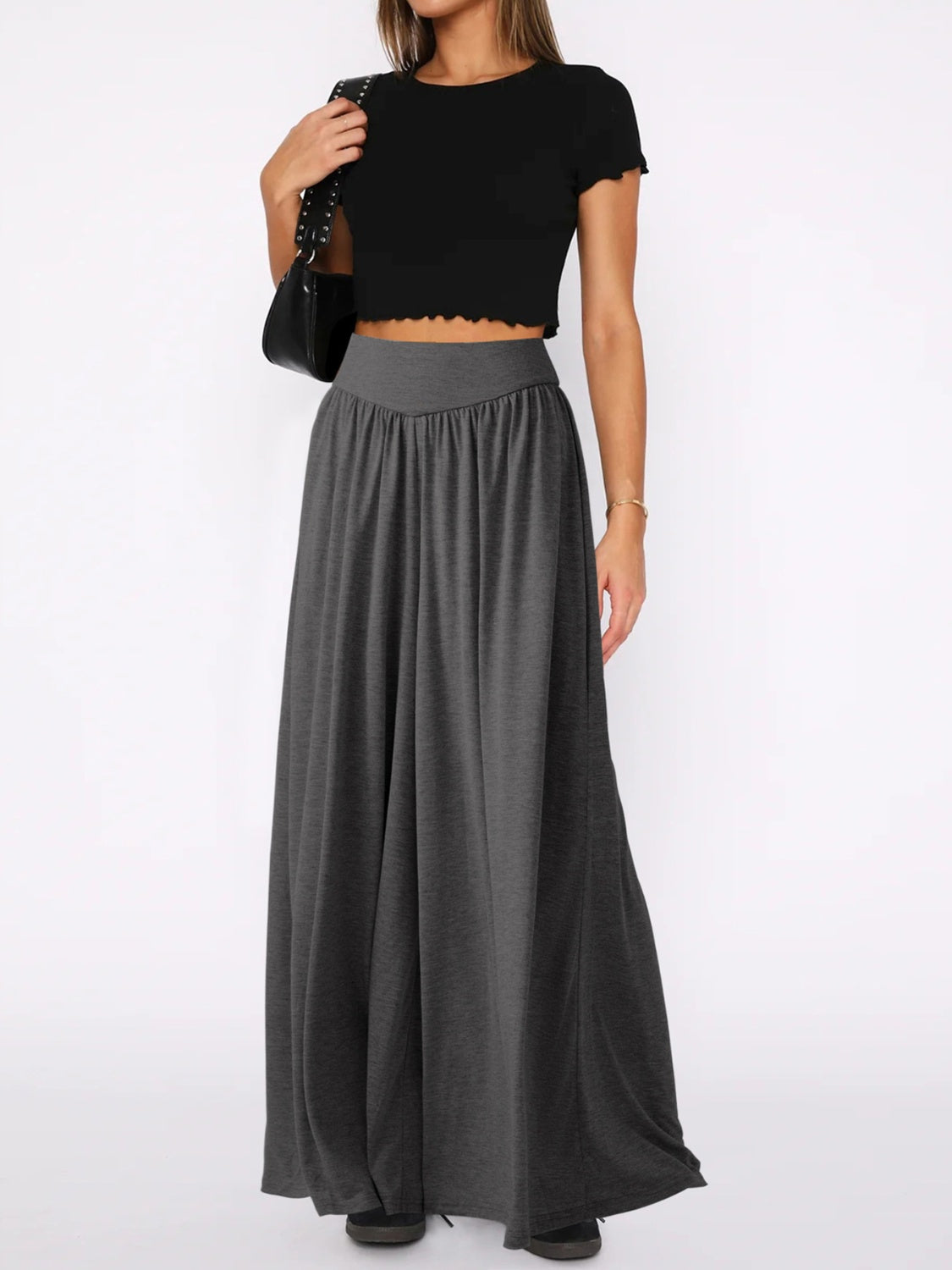 High Waist Wide Leg Pants-BOTTOMS SIZES SMALL MEDIUM LARGE-[Adult]-[Female]-2022 Online Blue Zone Planet