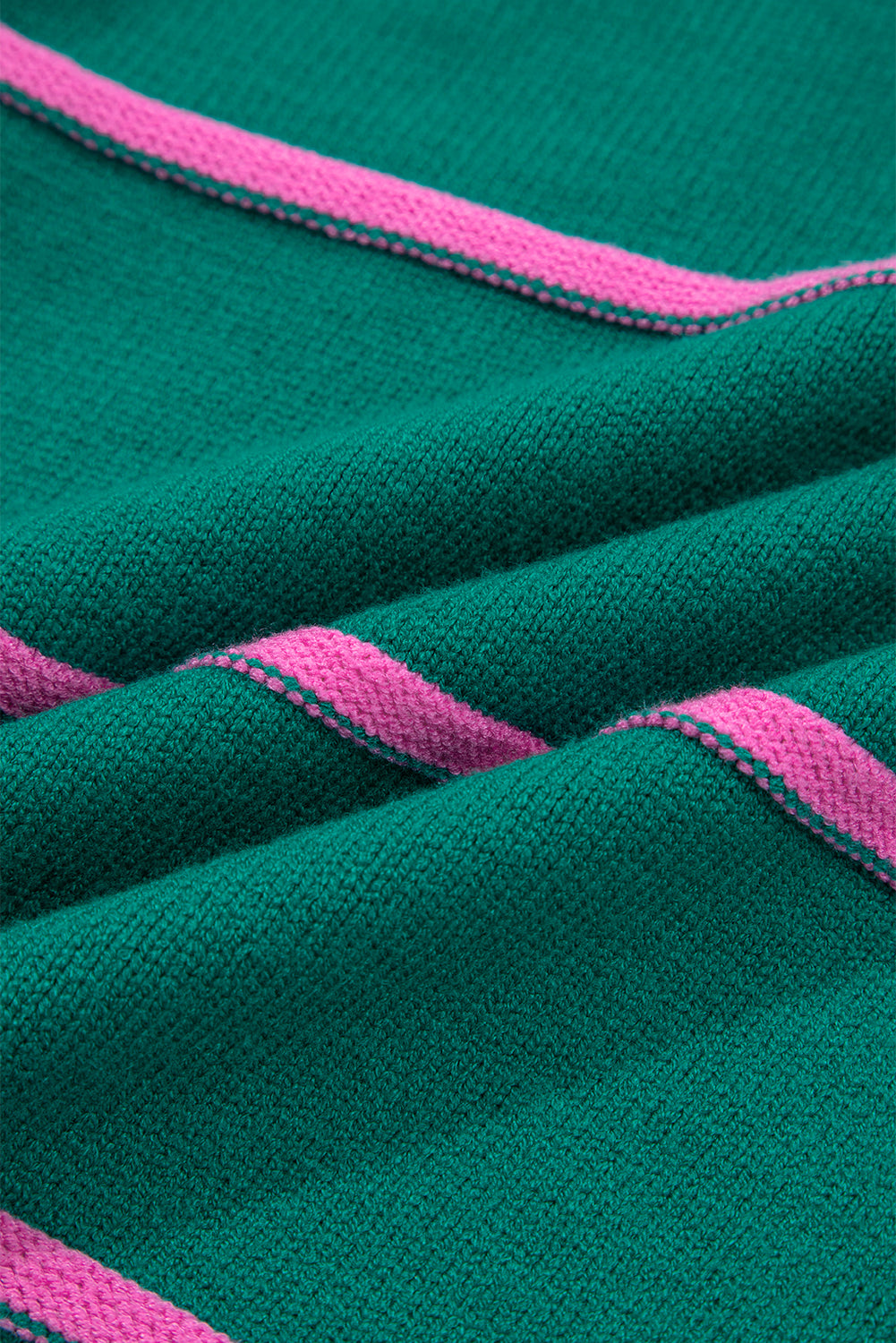Green Stripe Half Buttons Drop Shoulder Plus Size Sweater-TOPS / DRESSES-[Adult]-[Female]-2022 Online Blue Zone Planet