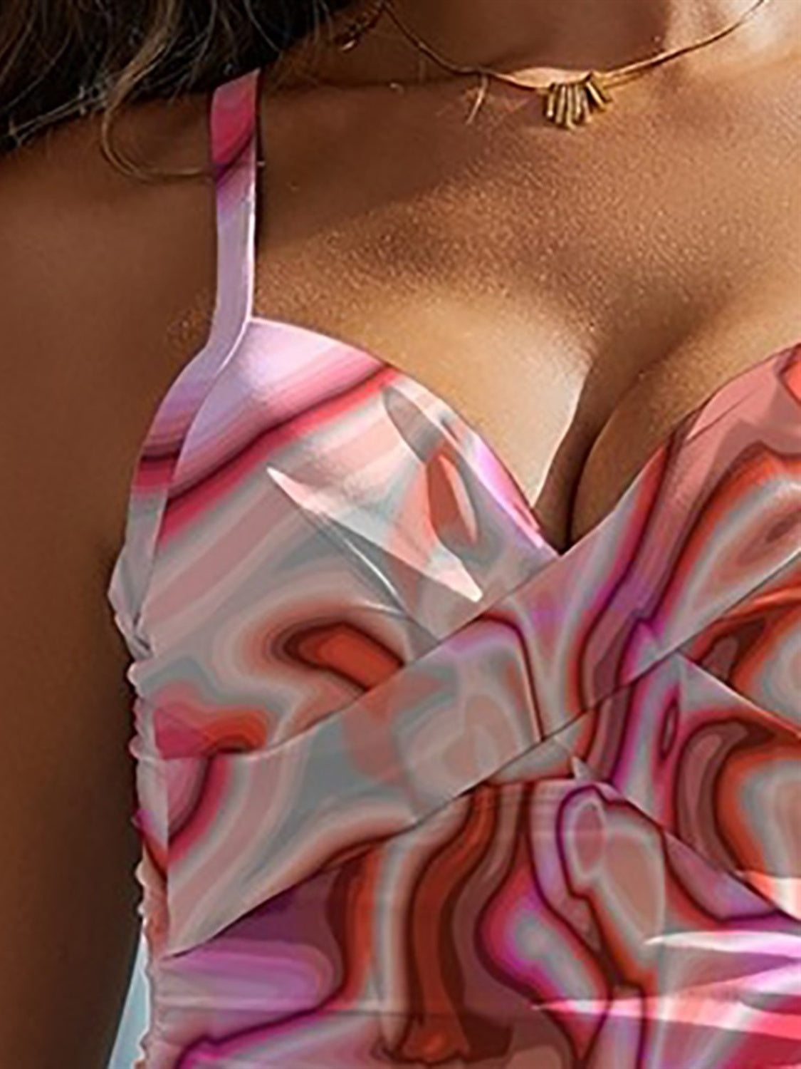 Printed Sweetheart Neck Spaghetti Strap One-Piece Swimwear-TOPS / DRESSES-[Adult]-[Female]-2022 Online Blue Zone Planet