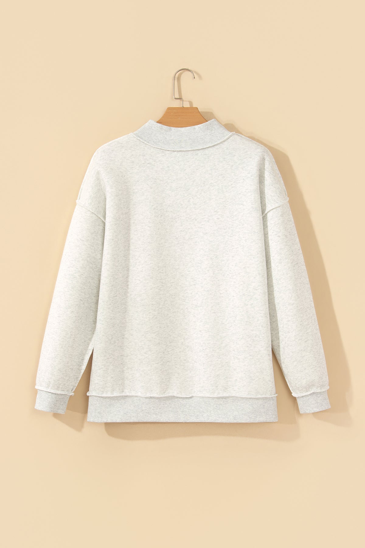 Gray MERRY Embroidered Letter High Neck Tunic Pullover Sweatshirt-Tops/Sweatshirts & Hoodies-[Adult]-[Female]-2022 Online Blue Zone Planet