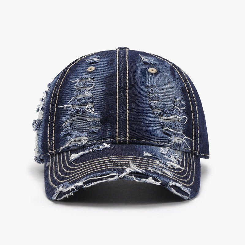 Distressed Adjustable Cotton Baseball Cap-BASEBALL HATS-[Adult]-[Female]-Medium-One Size-2022 Online Blue Zone Planet