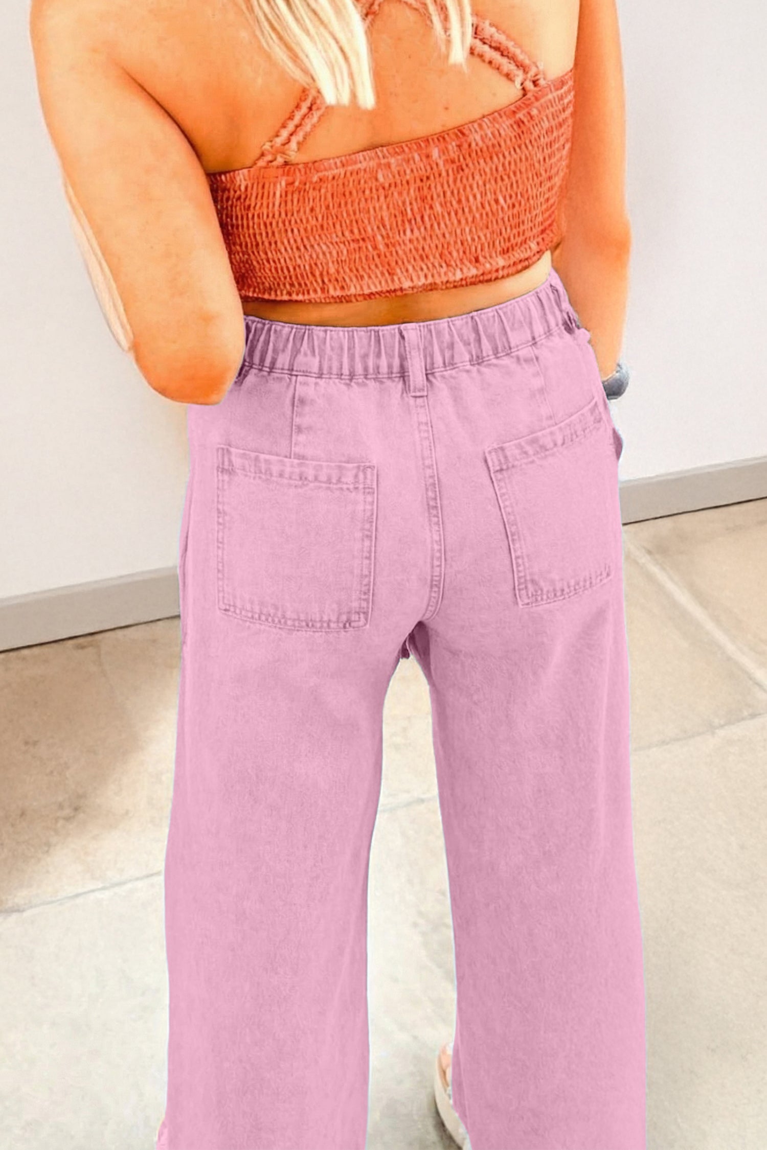 Pink Beaded Side Detail Split Loose Jeans-Bottoms/Jeans-[Adult]-[Female]-2022 Online Blue Zone Planet