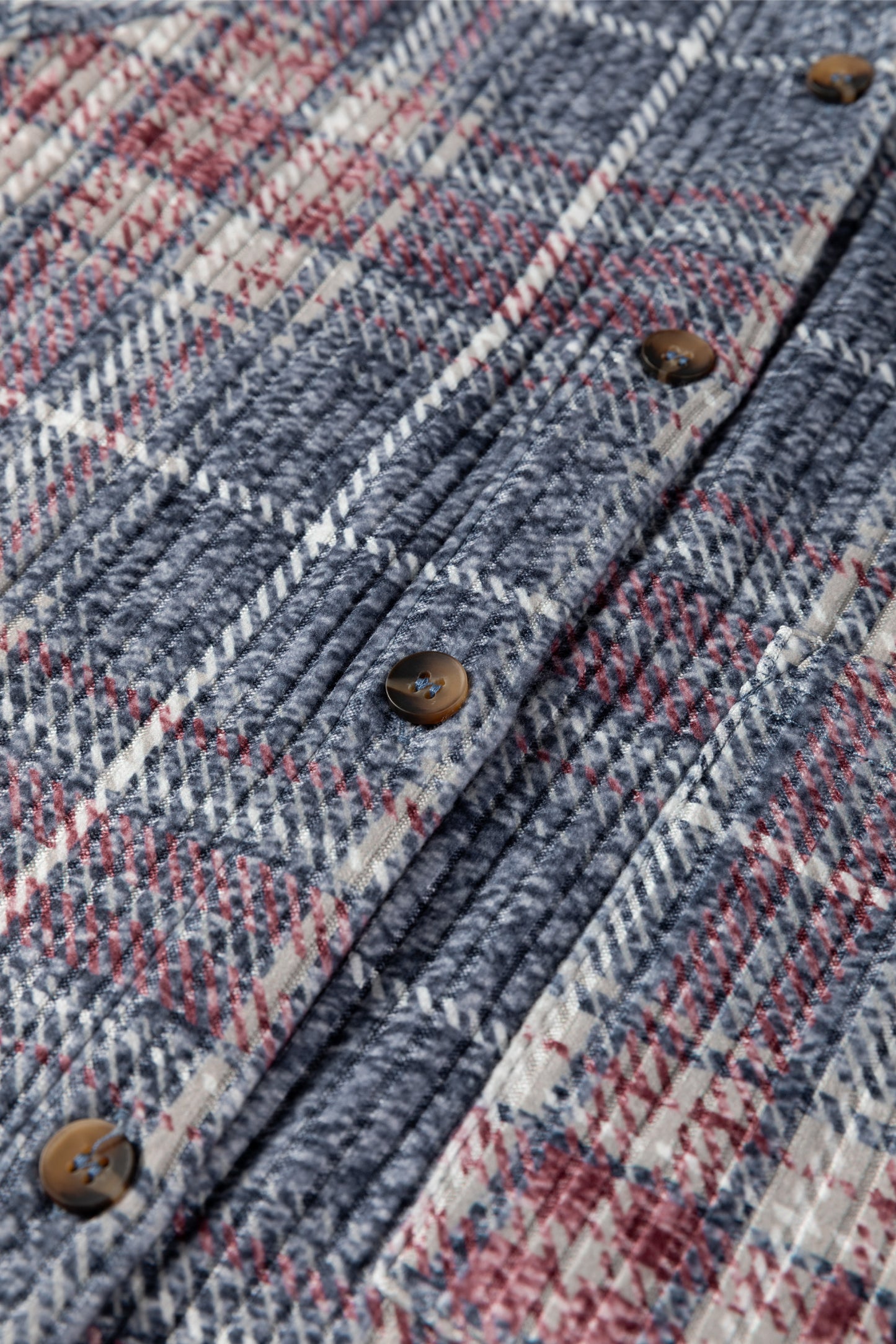 Multicolour Plaid Textured Chest Pocket Vintage Shirt-Tops/Blouses & Shirts-[Adult]-[Female]-2022 Online Blue Zone Planet