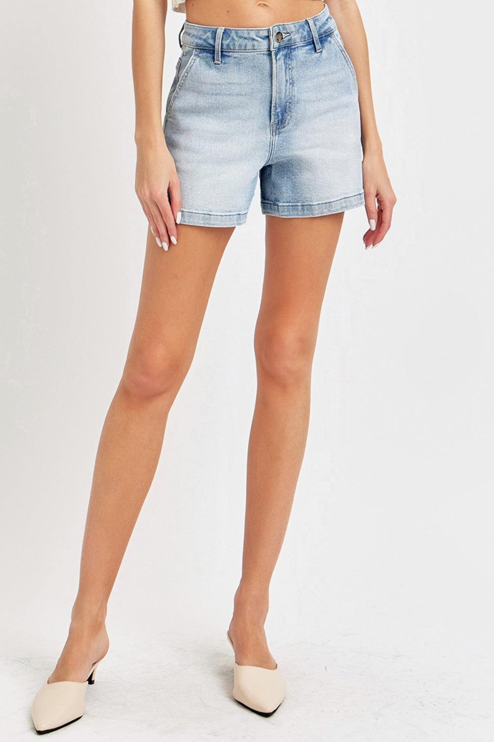 Blue Zone Planet | Risen Full Size High Rise Denim Shorts-TOPS / DRESSES-[Adult]-[Female]-2022 Online Blue Zone Planet