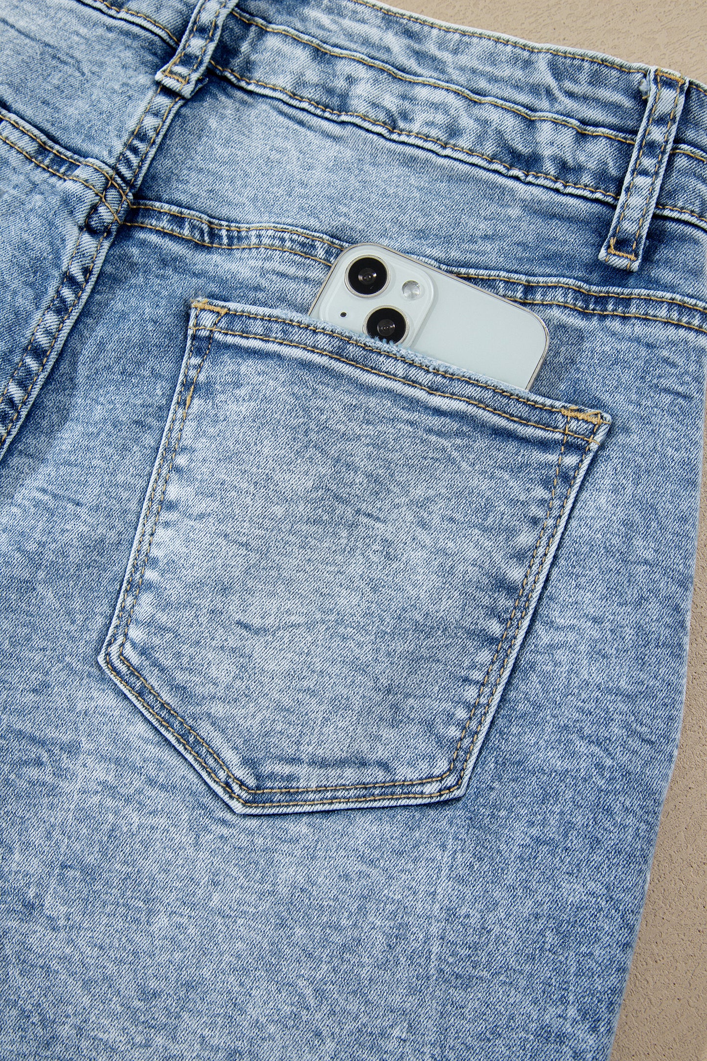 Beau Blue Acid Wash Pocket Detail Flare Jeans-Bottoms/Jeans-[Adult]-[Female]-2022 Online Blue Zone Planet