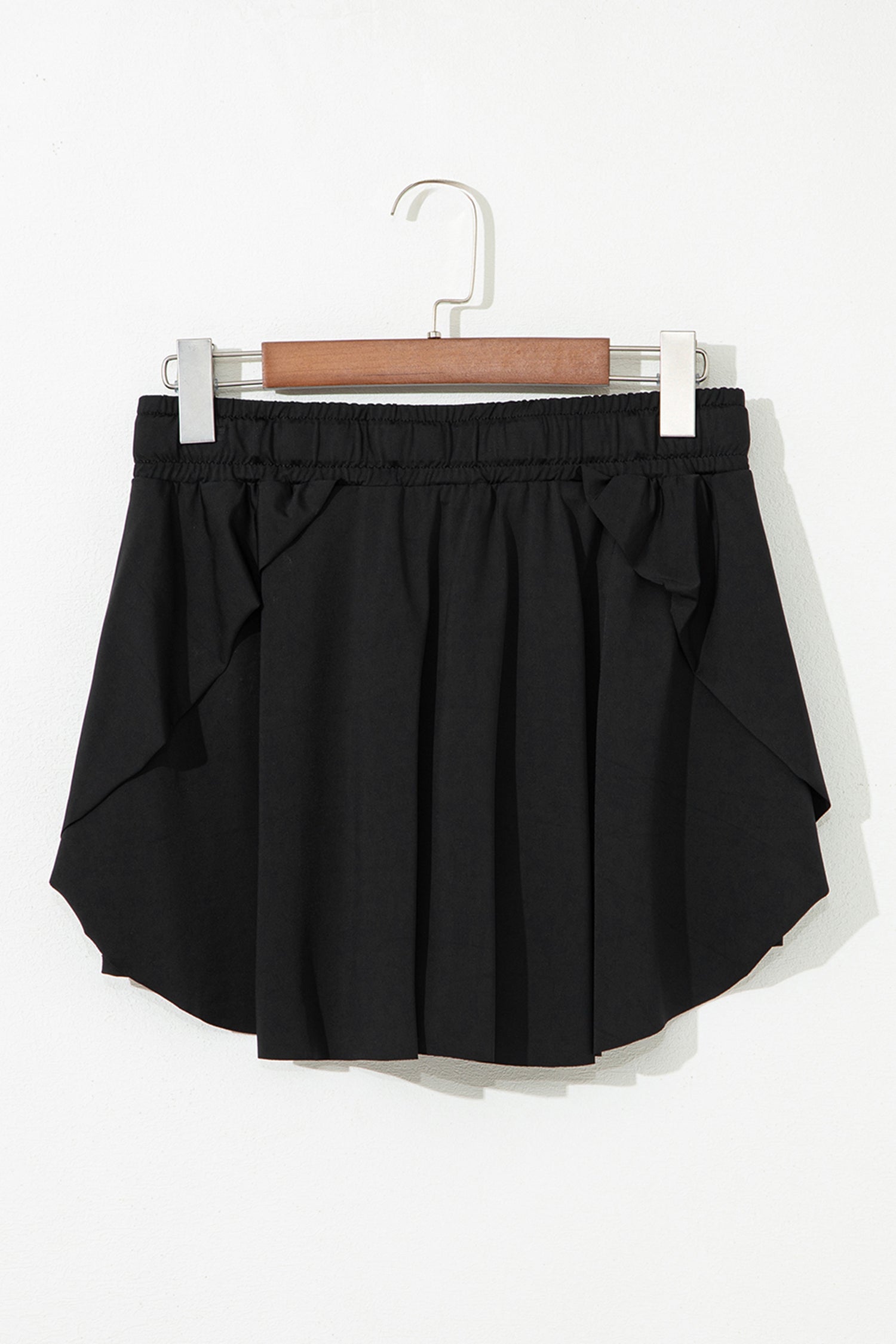 Black Drawstring Waist Above Knee Casual Shorts Wholesale-Plus Size/Plus Size Bottoms-[Adult]-[Female]-2022 Online Blue Zone Planet