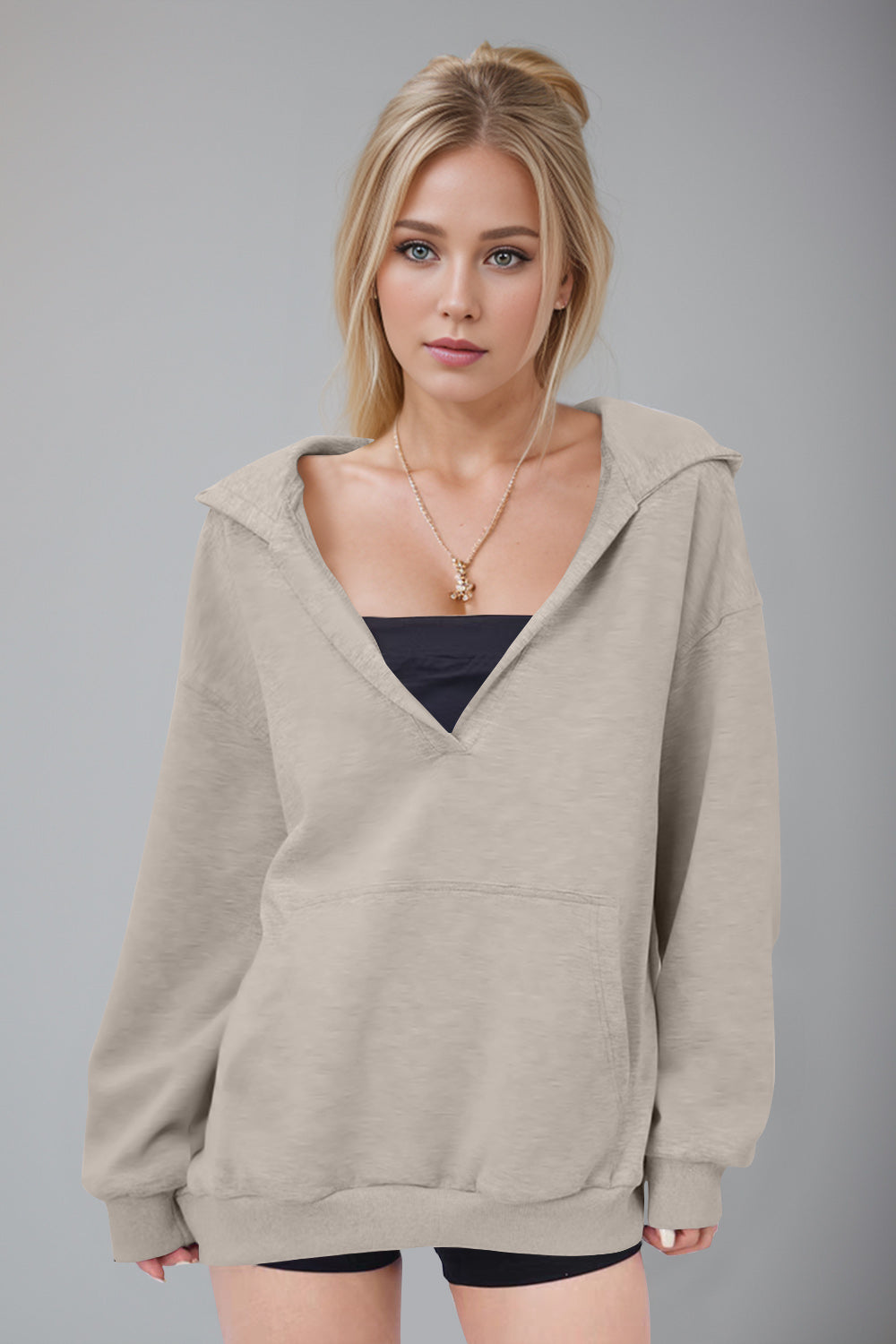 Basic Bae Kangaroo Pocket Long Sleeve Hoodie-TOPS / DRESSES-[Adult]-[Female]-2022 Online Blue Zone Planet