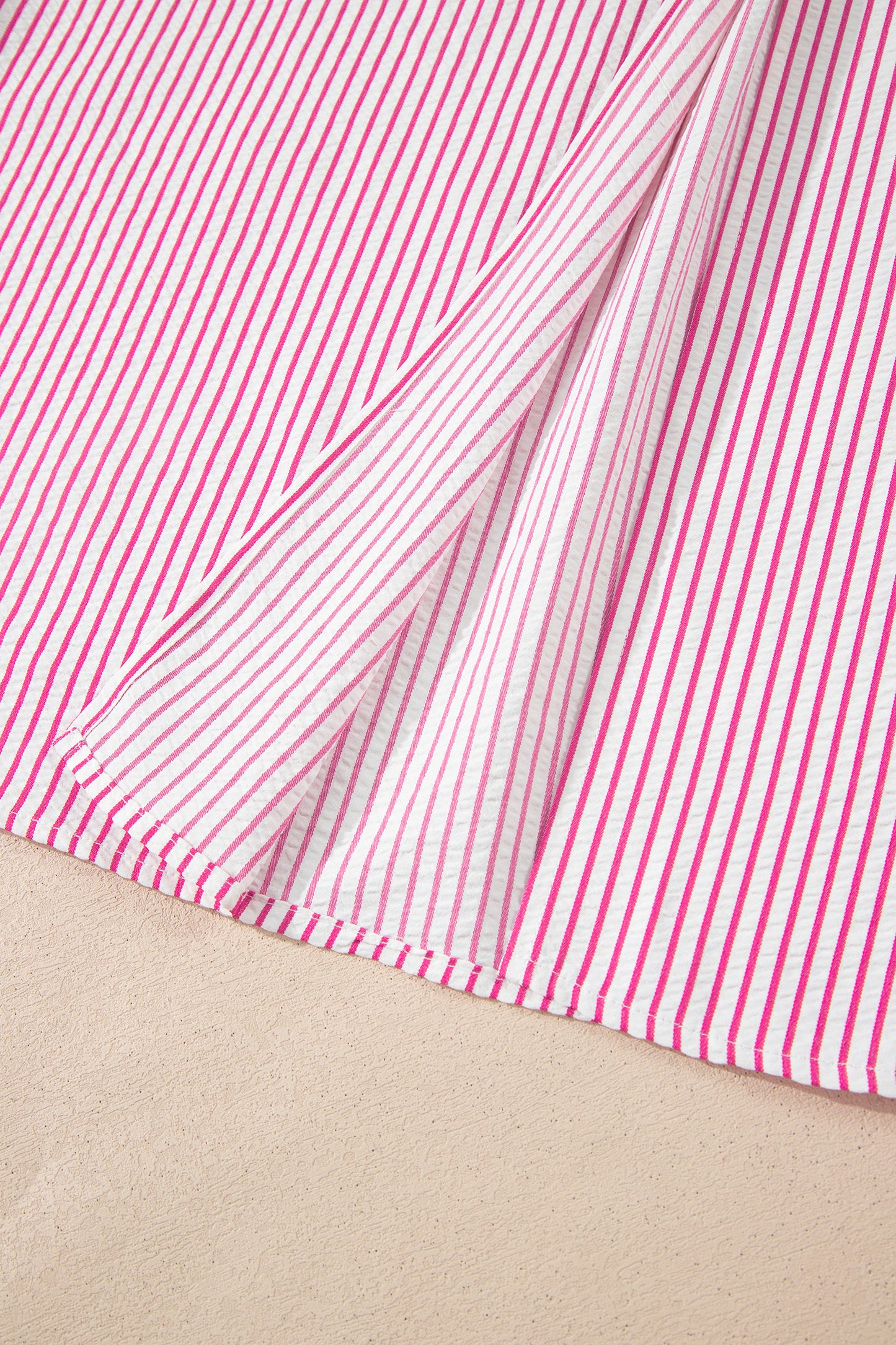 Red Stripe Frilled Detail Half Buttons Short Sleeve Long Dress-TOPS / DRESSES-[Adult]-[Female]-2022 Online Blue Zone Planet