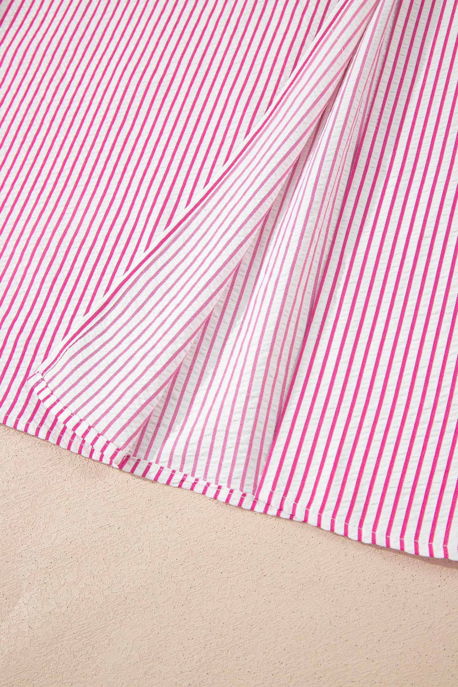 Red Stripe Frilled Detail Half Buttons Short Sleeve Long Dress-TOPS / DRESSES-[Adult]-[Female]-2022 Online Blue Zone Planet