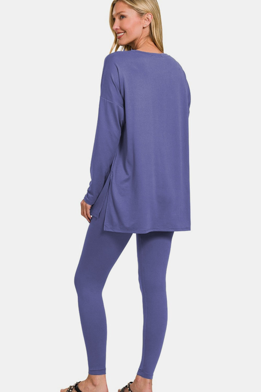 Blue Zone Planet | Zenana Full Size Brushed Microfiber Top and Leggings Lounge Set-TOPS / DRESSES-[Adult]-[Female]-2022 Online Blue Zone Planet