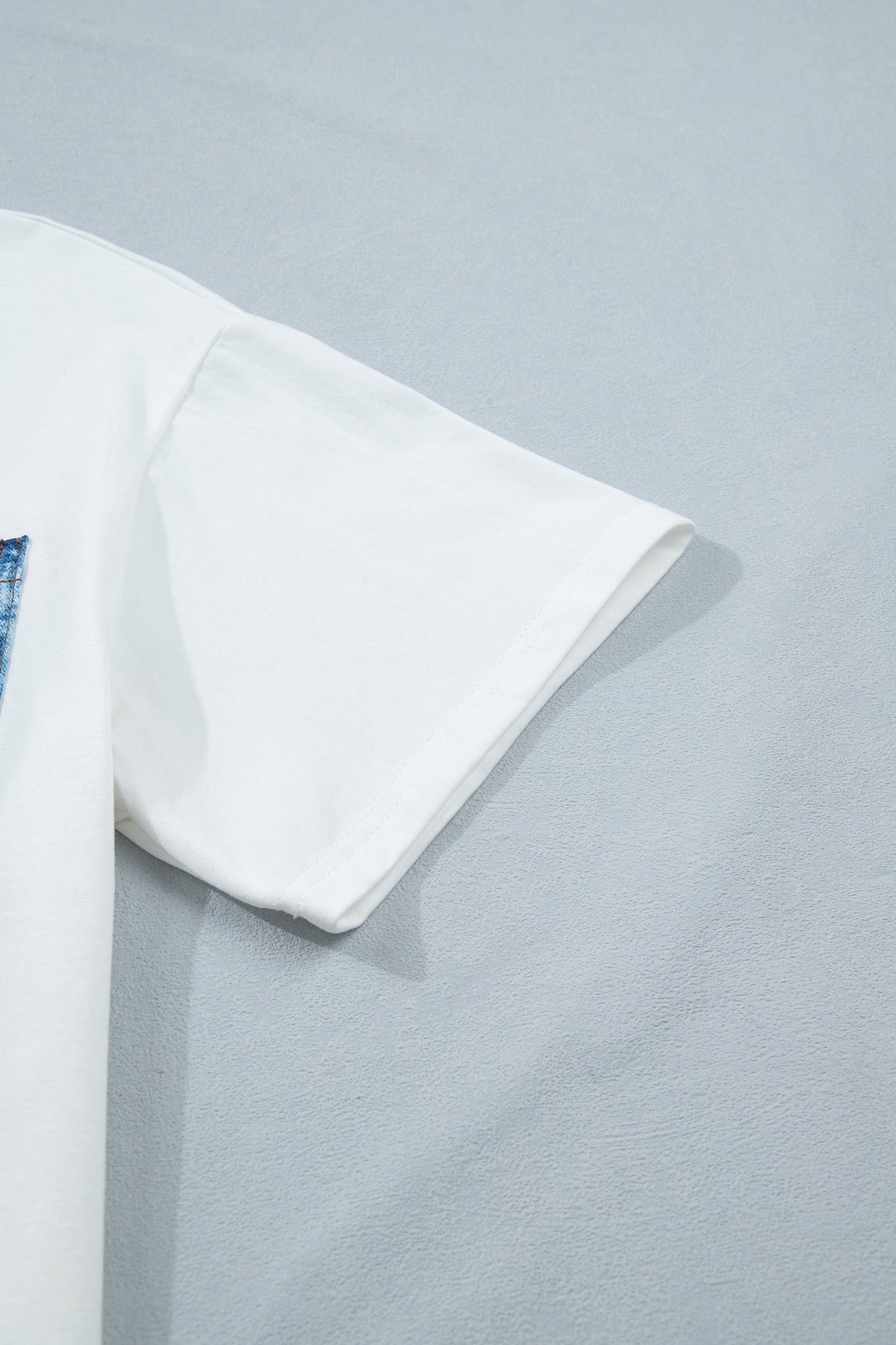 Sail Blue Color Block Chest Pocket Patched Casual Short Sleeve Top-Tops/Tops & Tees-[Adult]-[Female]-2022 Online Blue Zone Planet