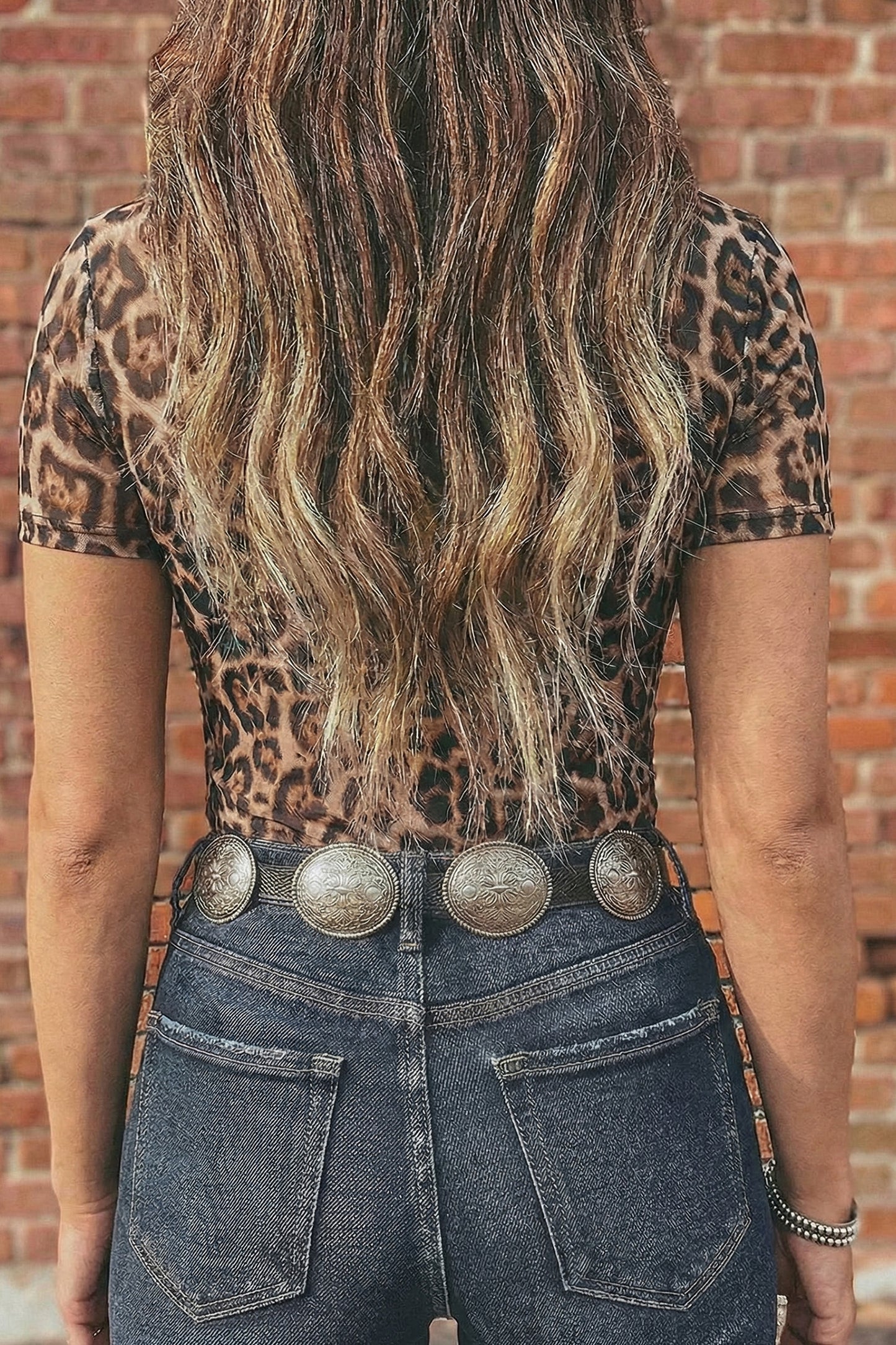 Oatmeal Western Printed Mesh Short Sleeve Top-Tops/Tops & Tees-[Adult]-[Female]-2022 Online Blue Zone Planet