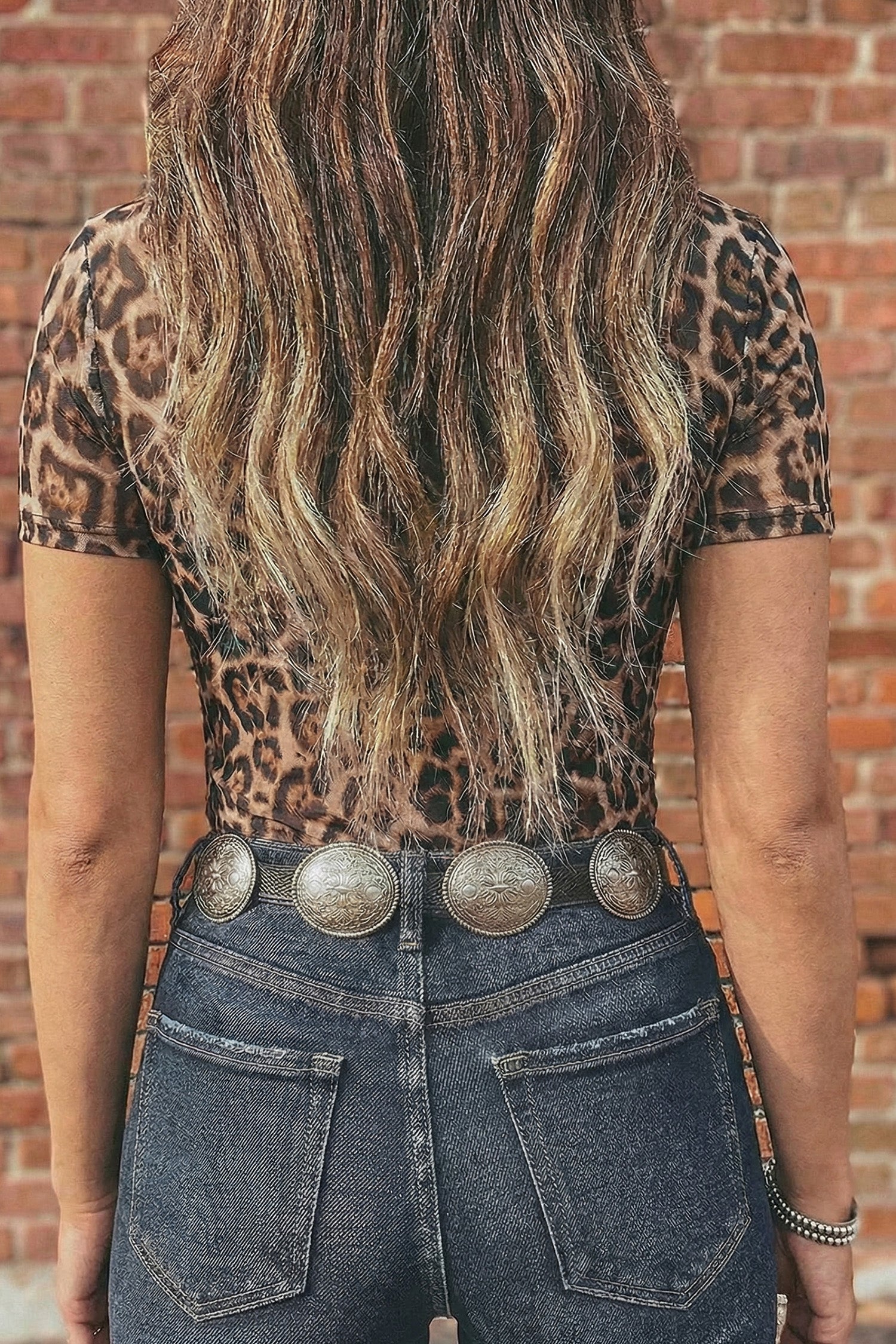 Oatmeal Western Printed Mesh Short Sleeve Top-Tops/Tops & Tees-[Adult]-[Female]-2022 Online Blue Zone Planet