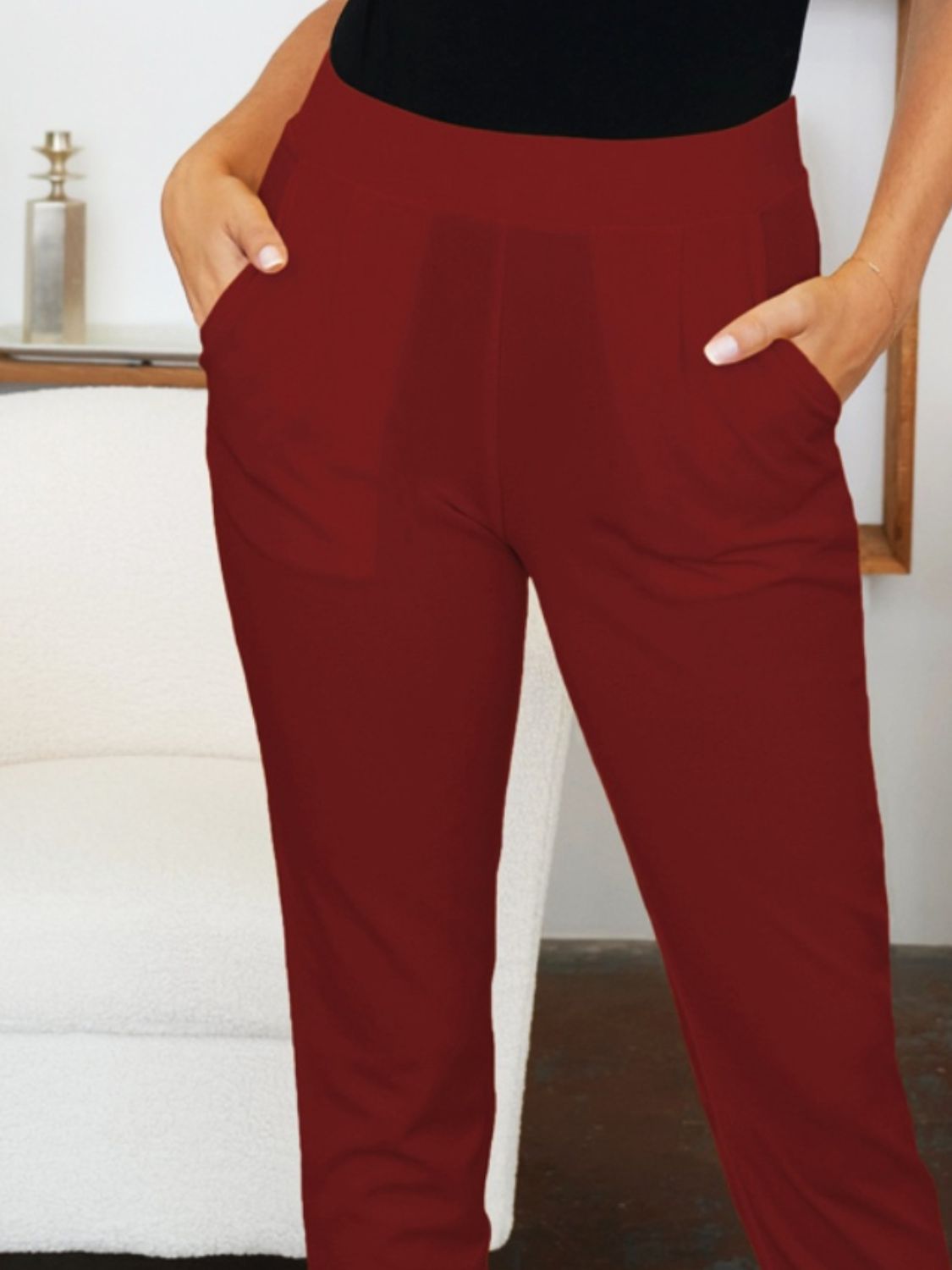 Pocketed High Waist Skinny Pants-BOTTOMS SIZES SMALL MEDIUM LARGE-[Adult]-[Female]-2022 Online Blue Zone Planet