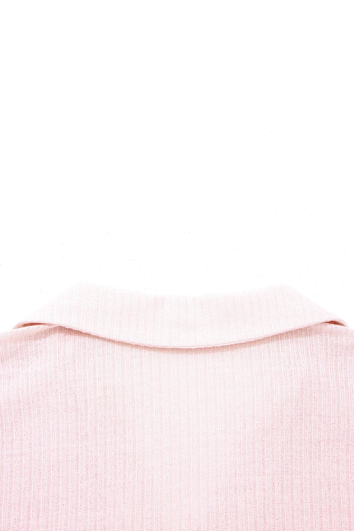 Light Pink Collared V Neck Ribbed Tee-Tops/Tops & Tees-[Adult]-[Female]-2022 Online Blue Zone Planet