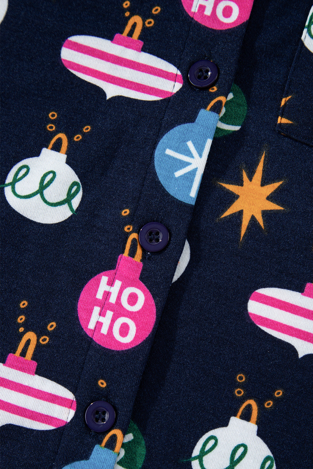 Blue Zone Planet | Navy Blue Colorful Christmas Lights Print Shirt and Pants Pajama Set-TOPS / DRESSES-[Adult]-[Female]-2022 Online Blue Zone Planet