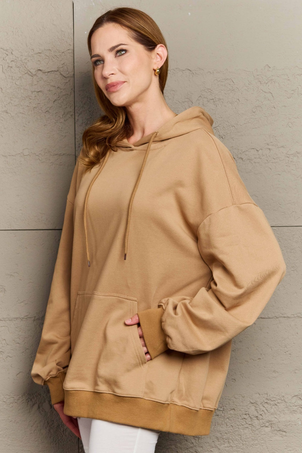 Full Size Long Sleeve Dropped Shoulder Hoodie-TOPS / DRESSES-[Adult]-[Female]-2022 Online Blue Zone Planet