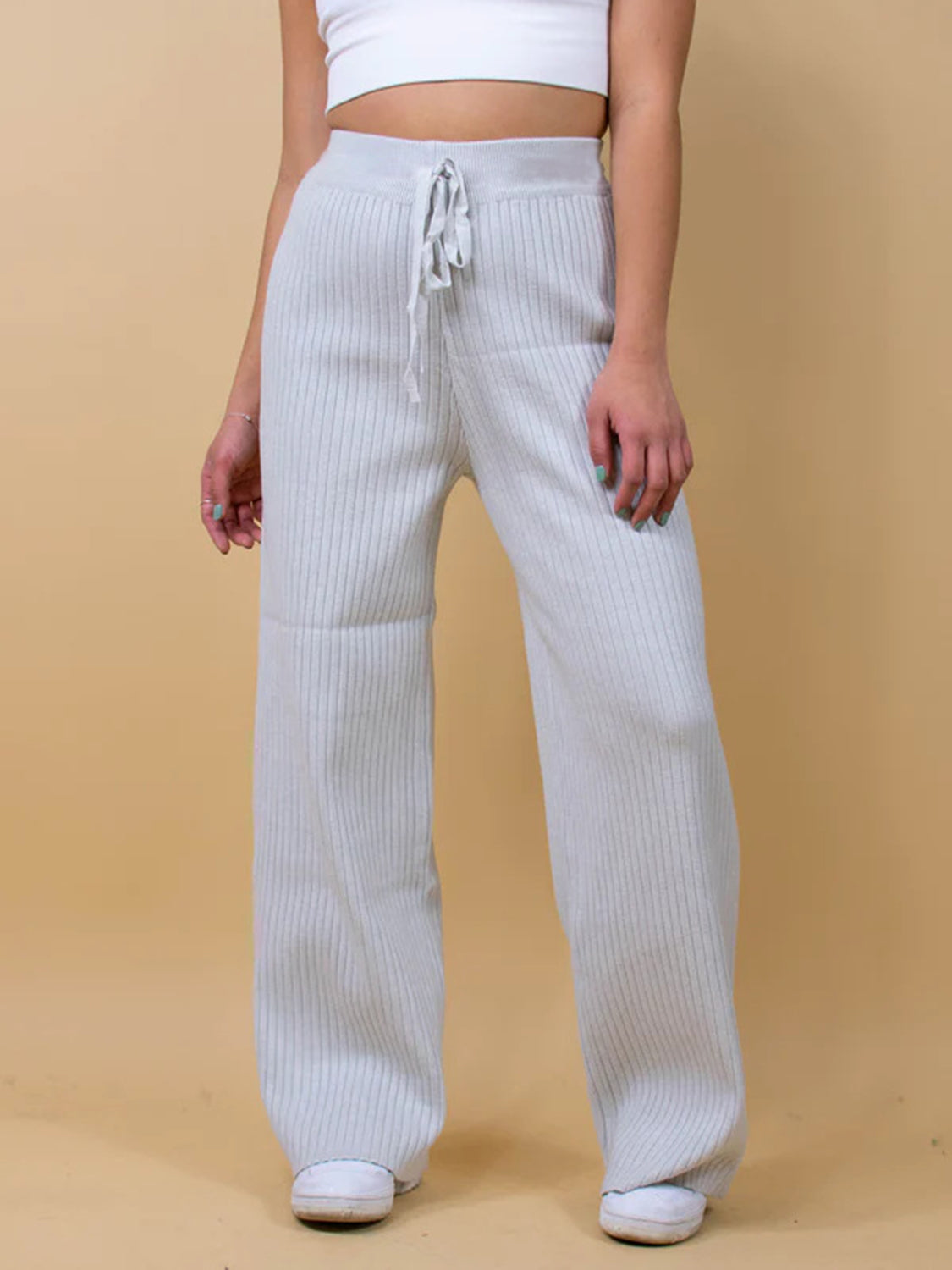 Blue Zone Planet | Ribbed Wide Leg Sweater Pants-BOTTOMS SIZES SMALL MEDIUM LARGE-[Adult]-[Female]-2022 Online Blue Zone Planet