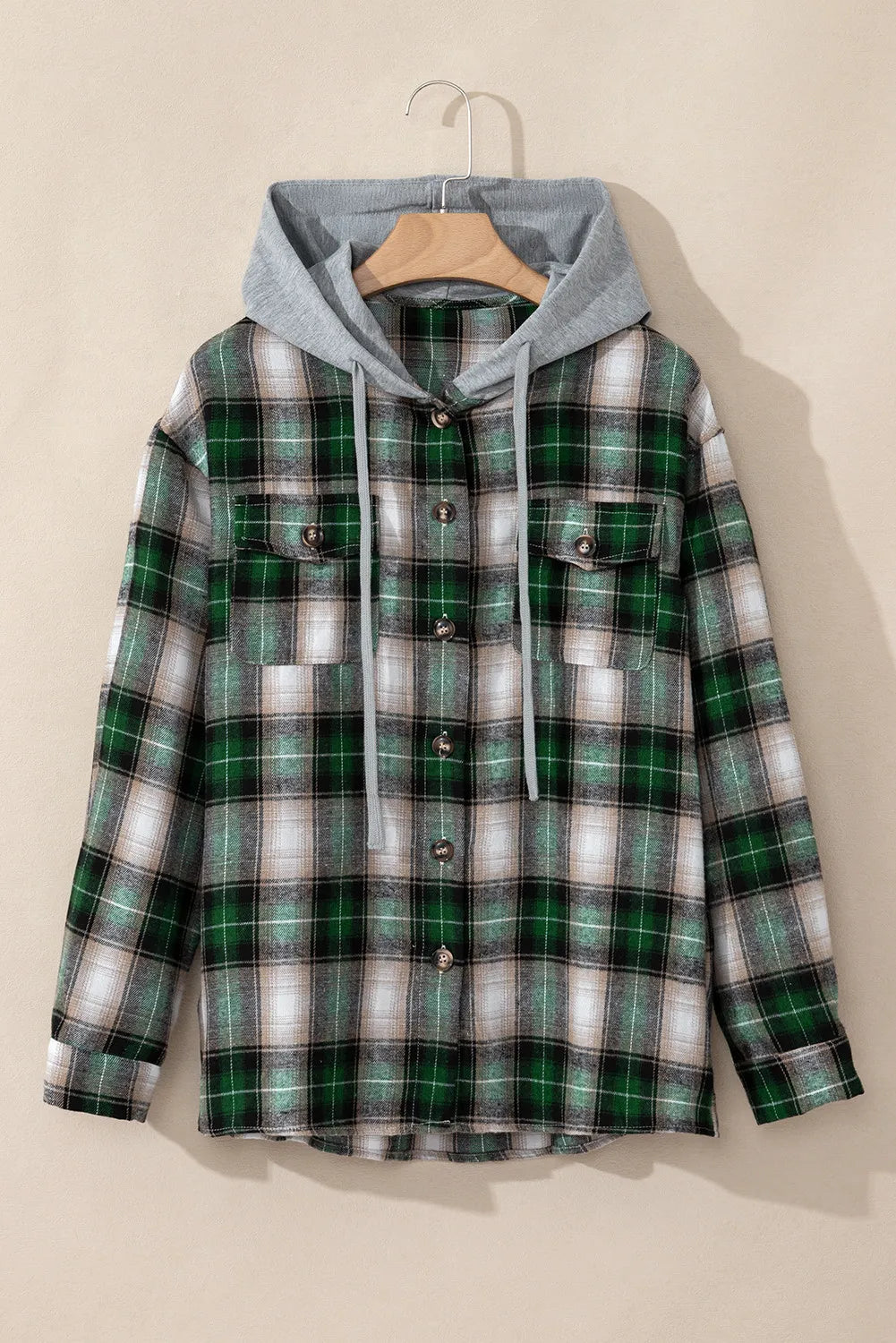 Blue Zone Planet | Drawstring Pocketed Plaid Hooded Jacket-TOPS / DRESSES-[Adult]-[Female]-2022 Online Blue Zone Planet